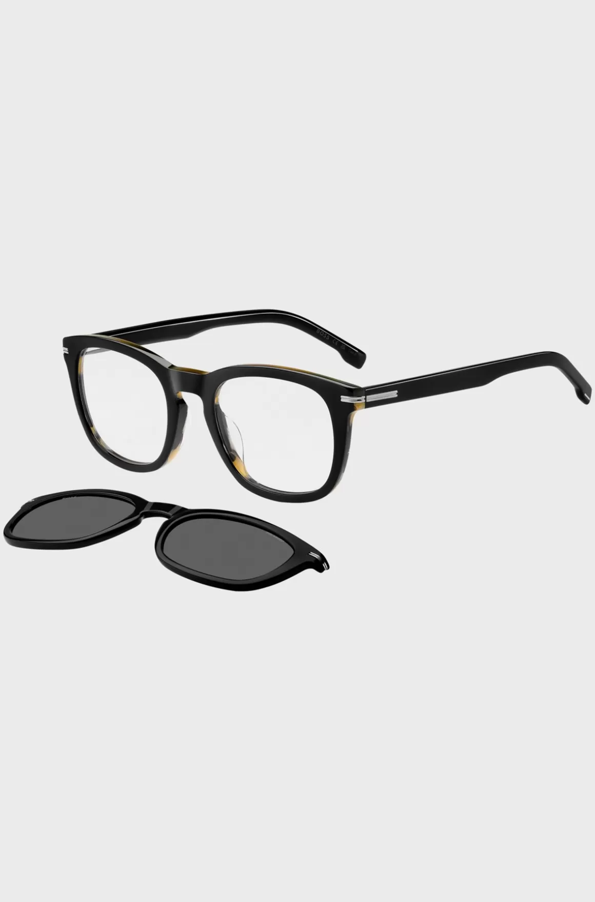 HUGO BOSS Acetatbrillestel Med Mønster Og Graduerede Clip-on Brilleglas