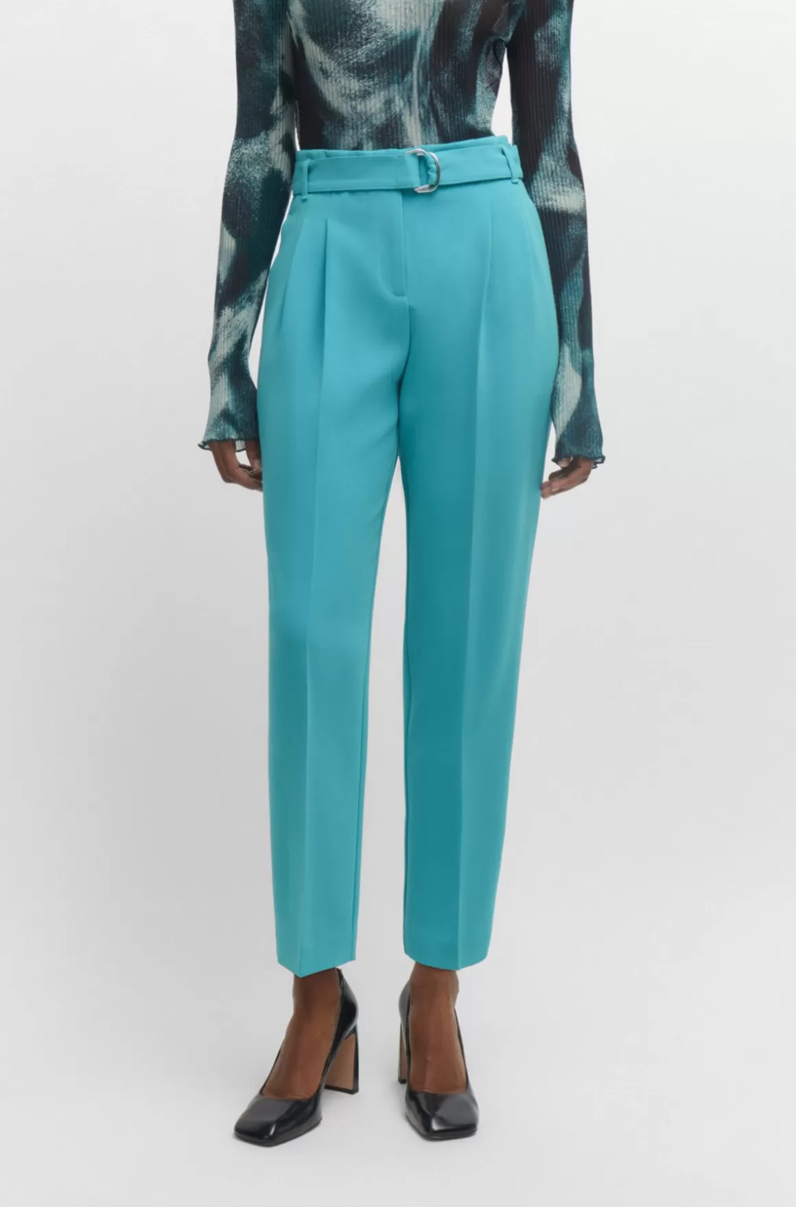 HUGO BOSS Afkortede Bukser Med Regular Fit I Strygelet Crepe