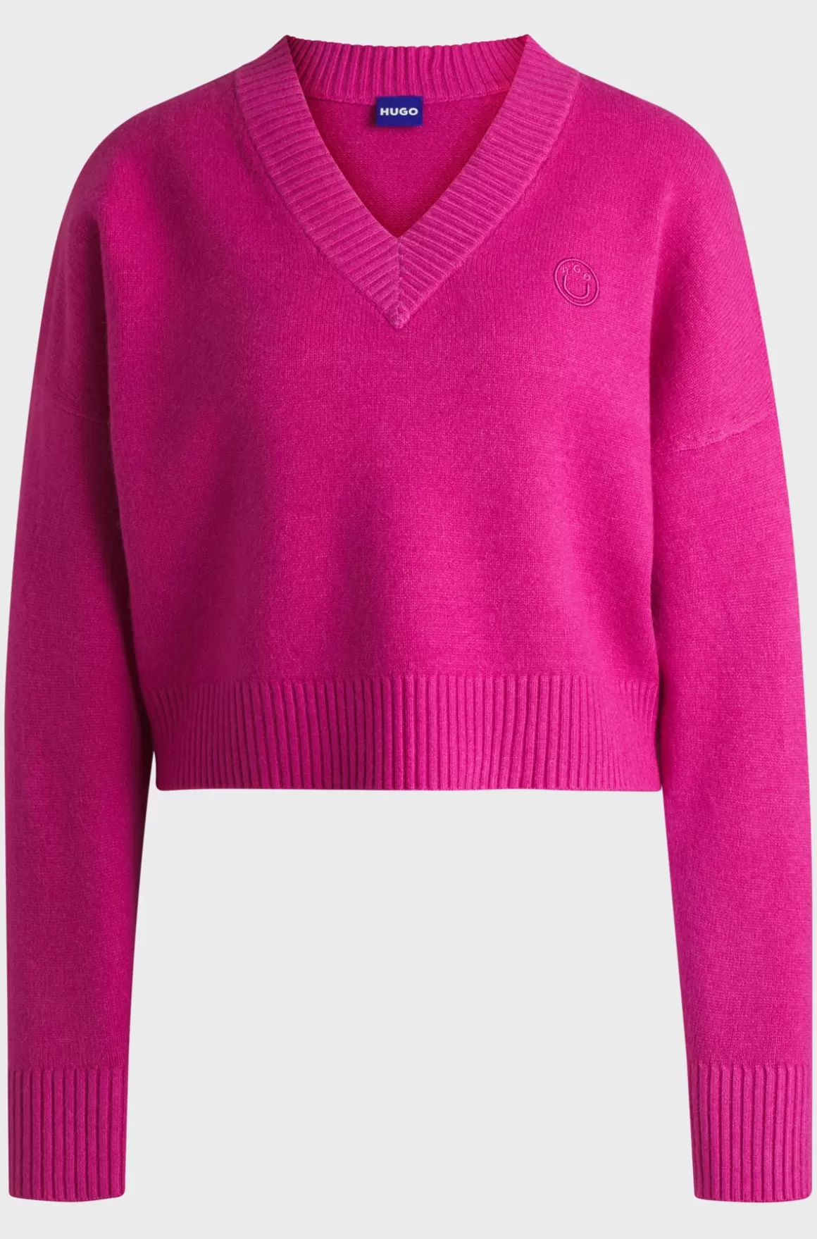 HUGO BOSS Afkortet Sweater Med Relaxed Fit Og Happy HUGO Logo