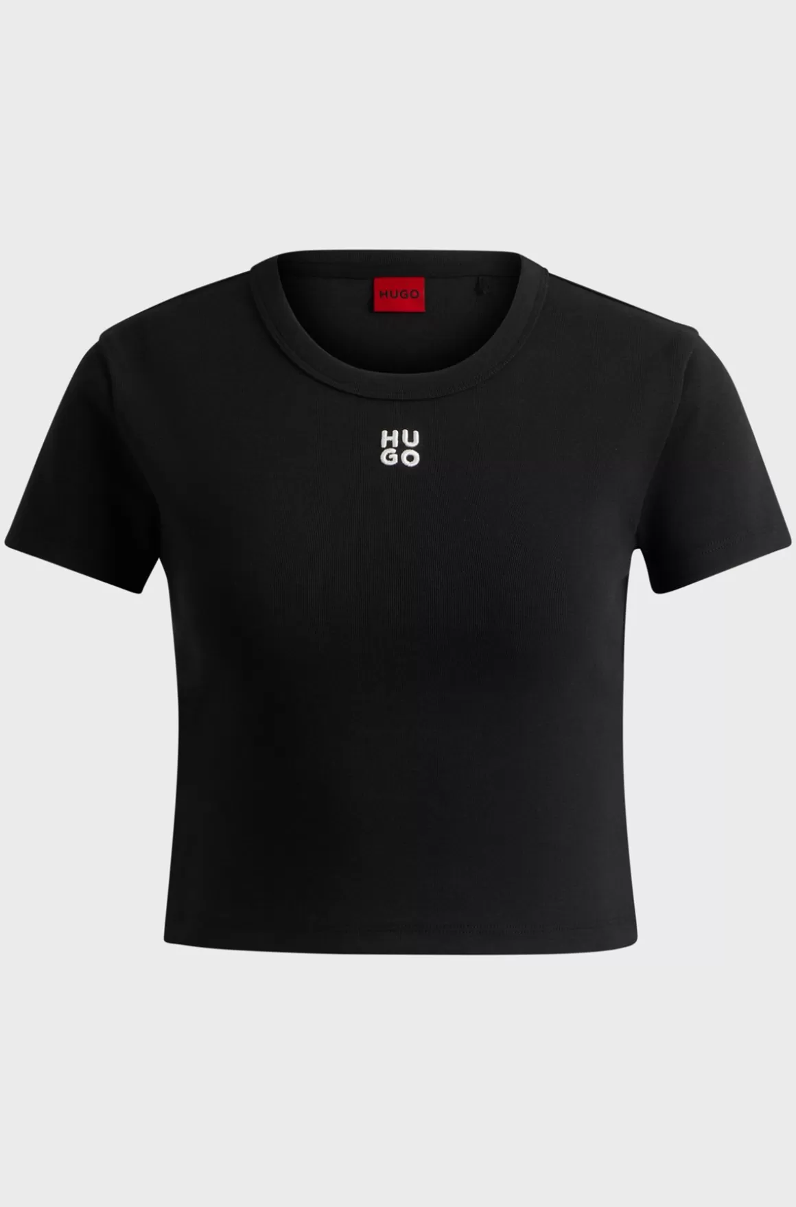 HUGO BOSS Afkortet T-shirt I Bomuldsblanding Med Slim Fit Og Stablet Logo
