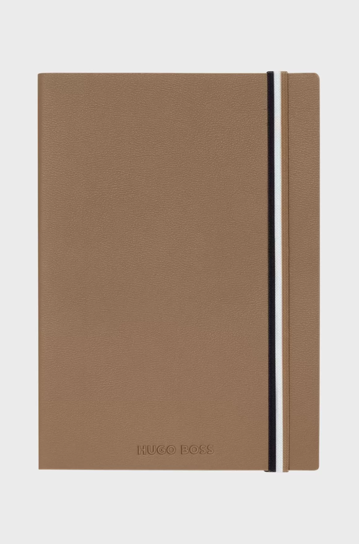 HUGO BOSS A5-notesbook I Camelfarvet Imiteret Læder Med Signaturstribet Strop