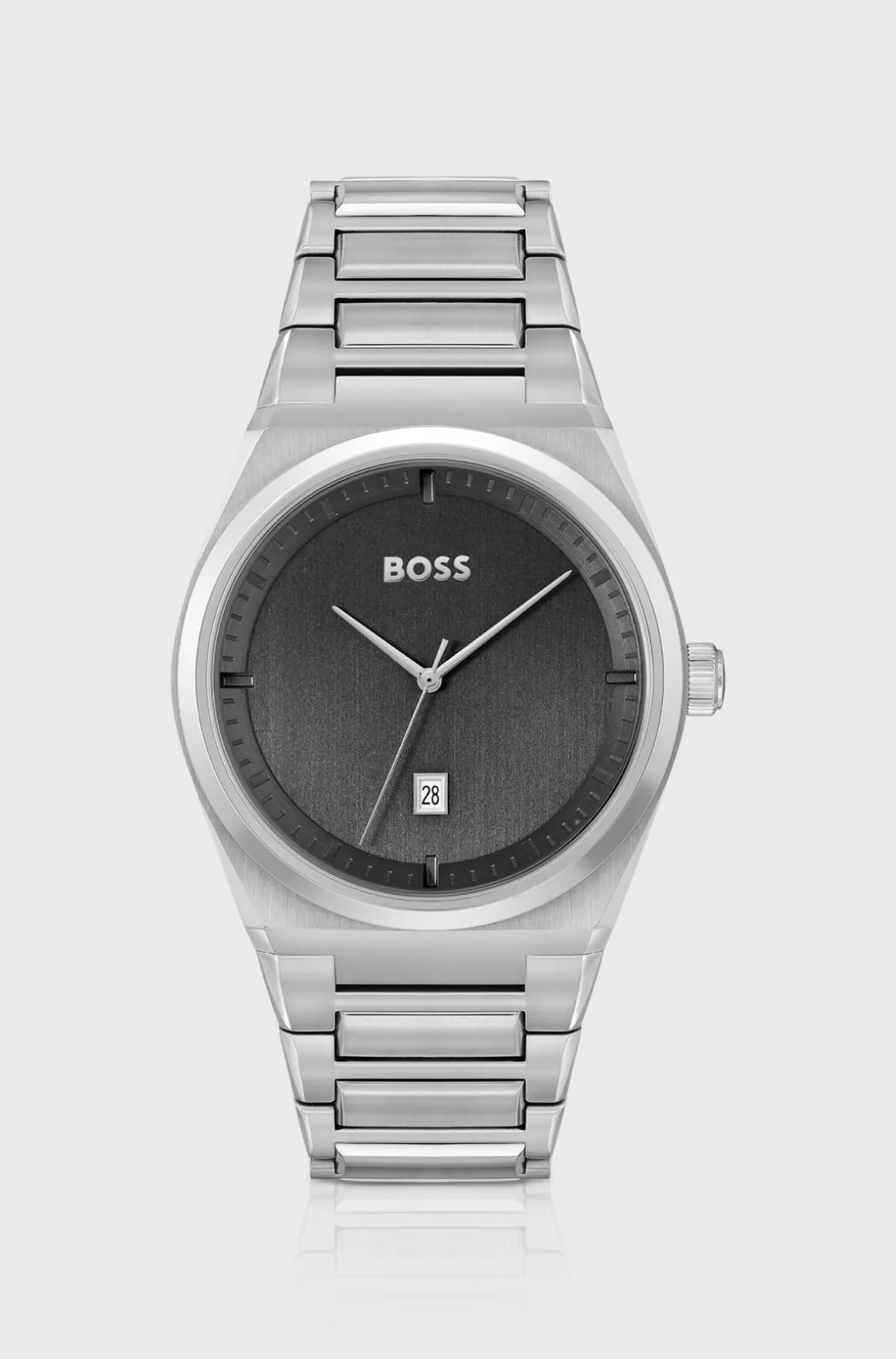 HUGO BOSS Armbåndsur Med Kæde Og Grå Skive