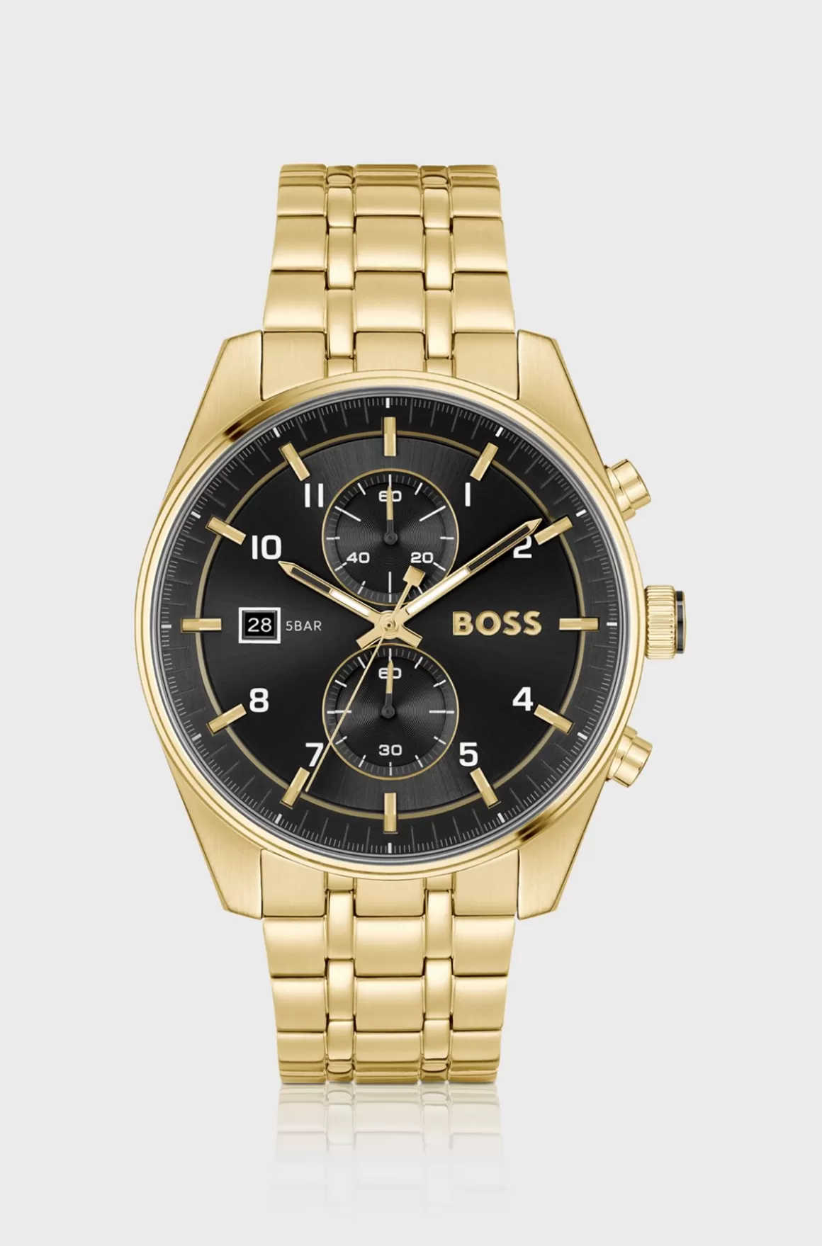 HUGO BOSS Armbåndsur Med Kæde Og Sort Skive