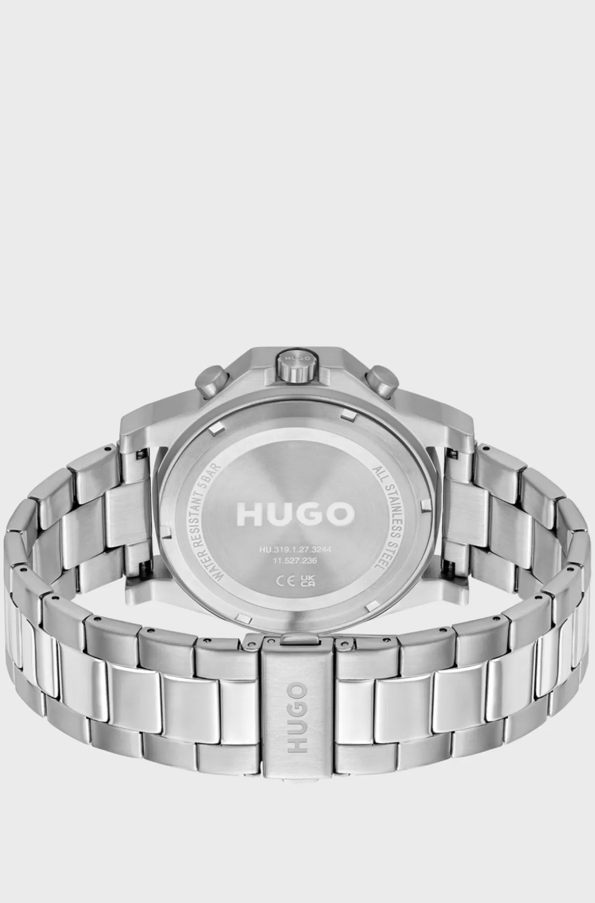 HUGO BOSS Armbåndsur Med Kæderem, Urkrans I Silikone Og Sort Urskive