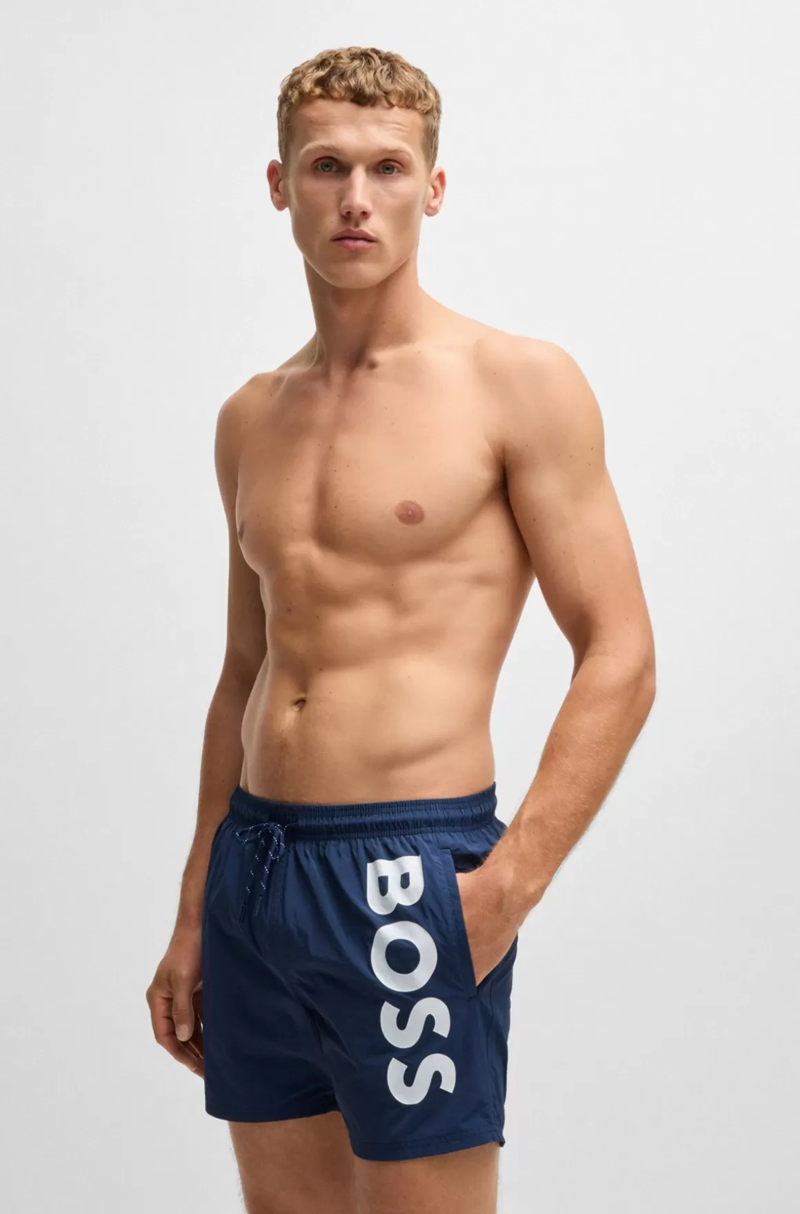 HUGO BOSS Badeshorts I Hurtigtørrende Stof Med Logo I Kontrastfarve