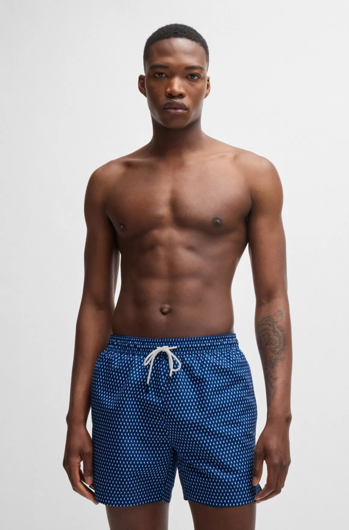 HUGO BOSS Badeshorts Med Logomærkat Og Sæsonbestemt Print