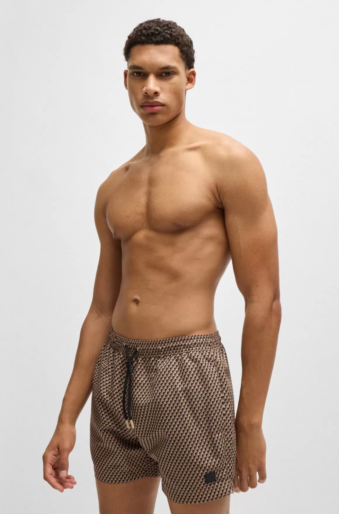 HUGO BOSS Badeshorts Med Logomærkat Og Sæsonbestemt Print