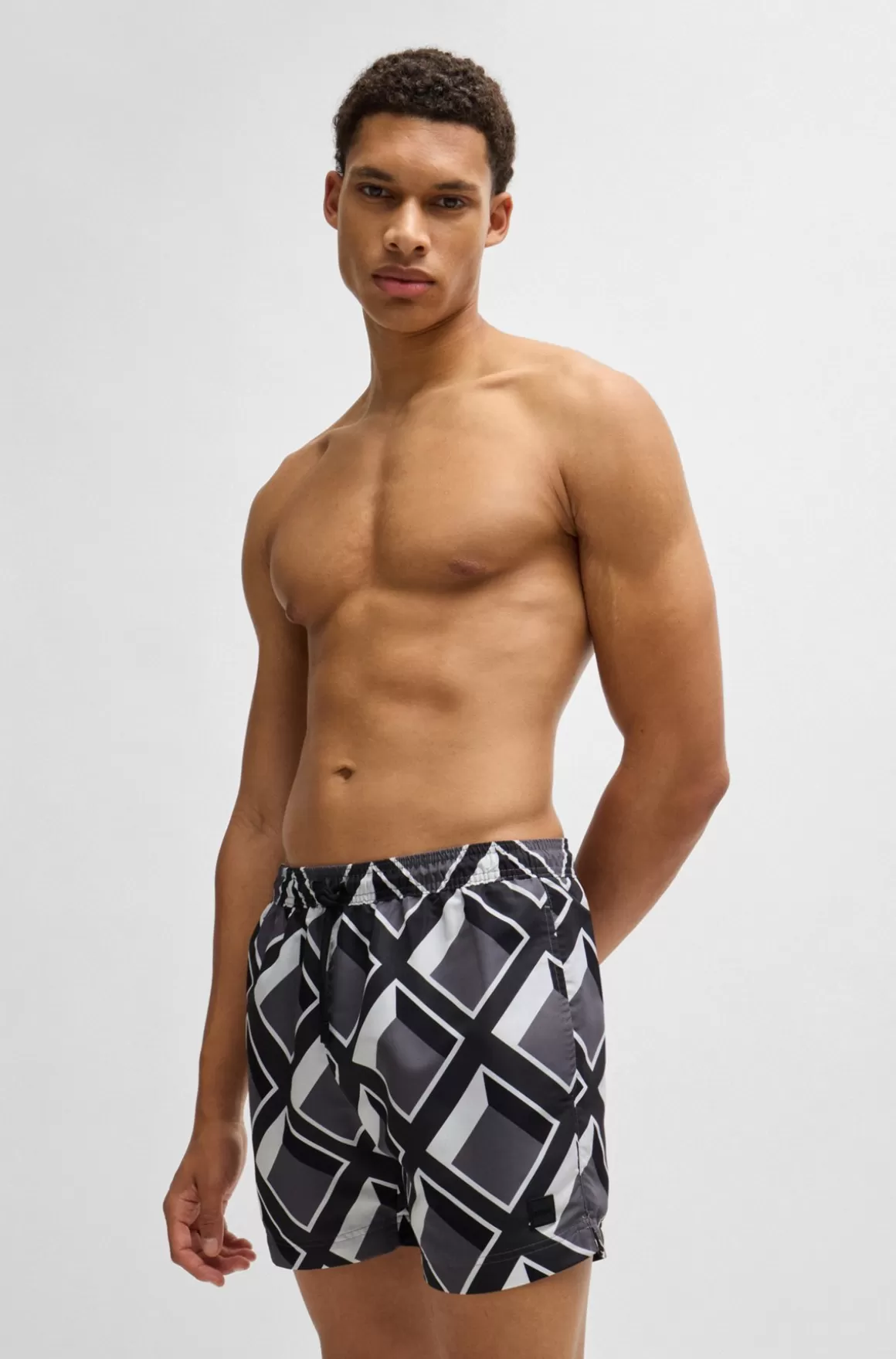 HUGO BOSS Badeshorts Med Logomærkat Og Sæsonbestemt Print