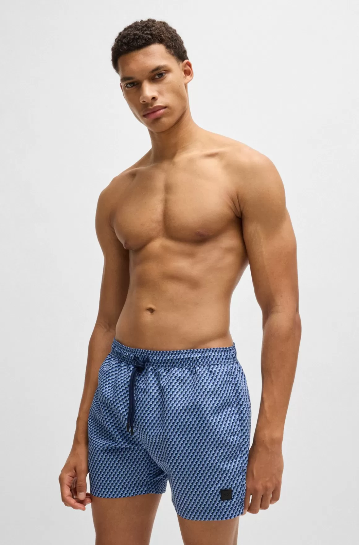 HUGO BOSS Badeshorts Med Logomærkat Og Sæsonbestemt Print