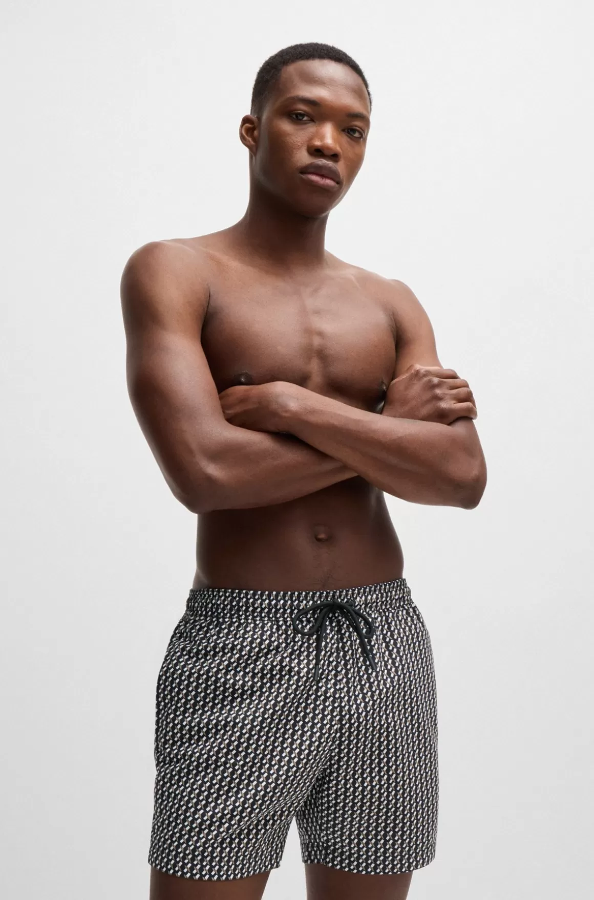 HUGO BOSS Badeshorts Med Logomærkat Og Sæsonbestemt Print