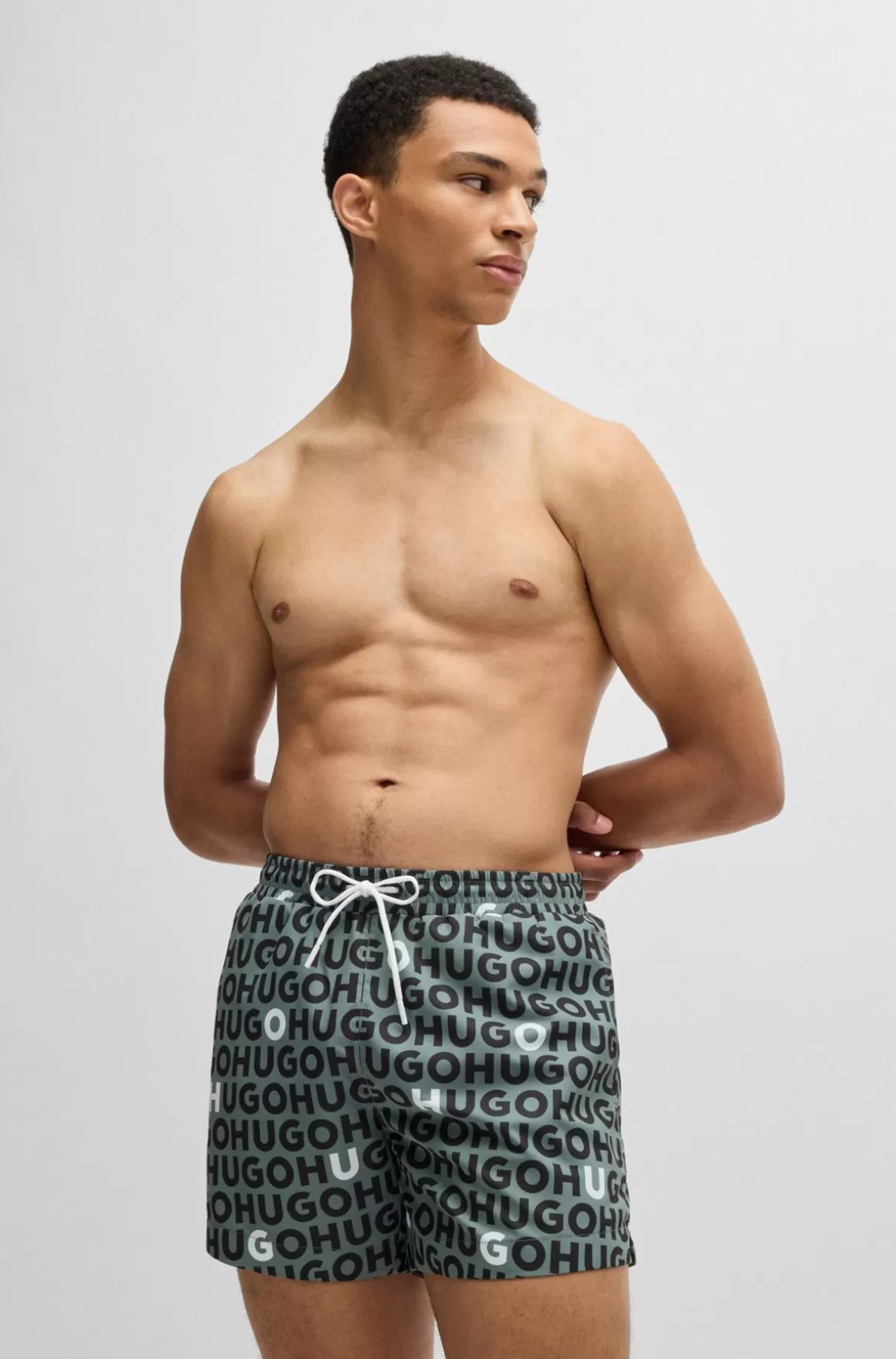HUGO BOSS Badeshorts Med Logoprint Og Løbesnor