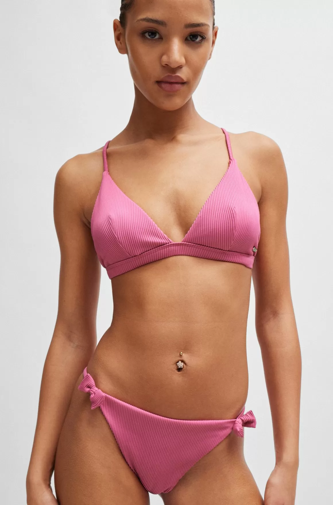 HUGO BOSS Bikinitrusser Med Ribstruktur Og Sløjfer