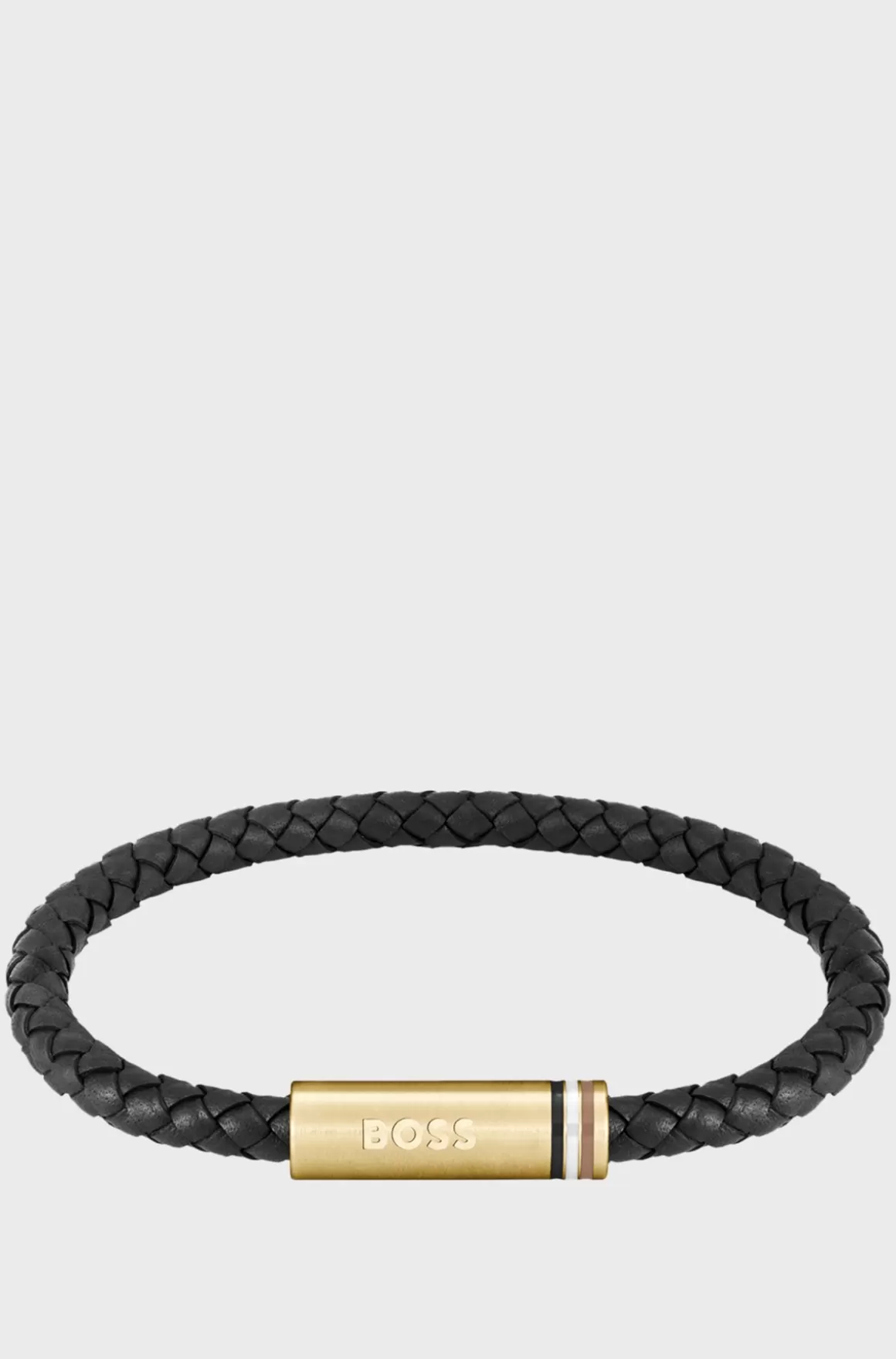 HUGO BOSS Black Braided-leather Cuff With Magnetic Logo Closure