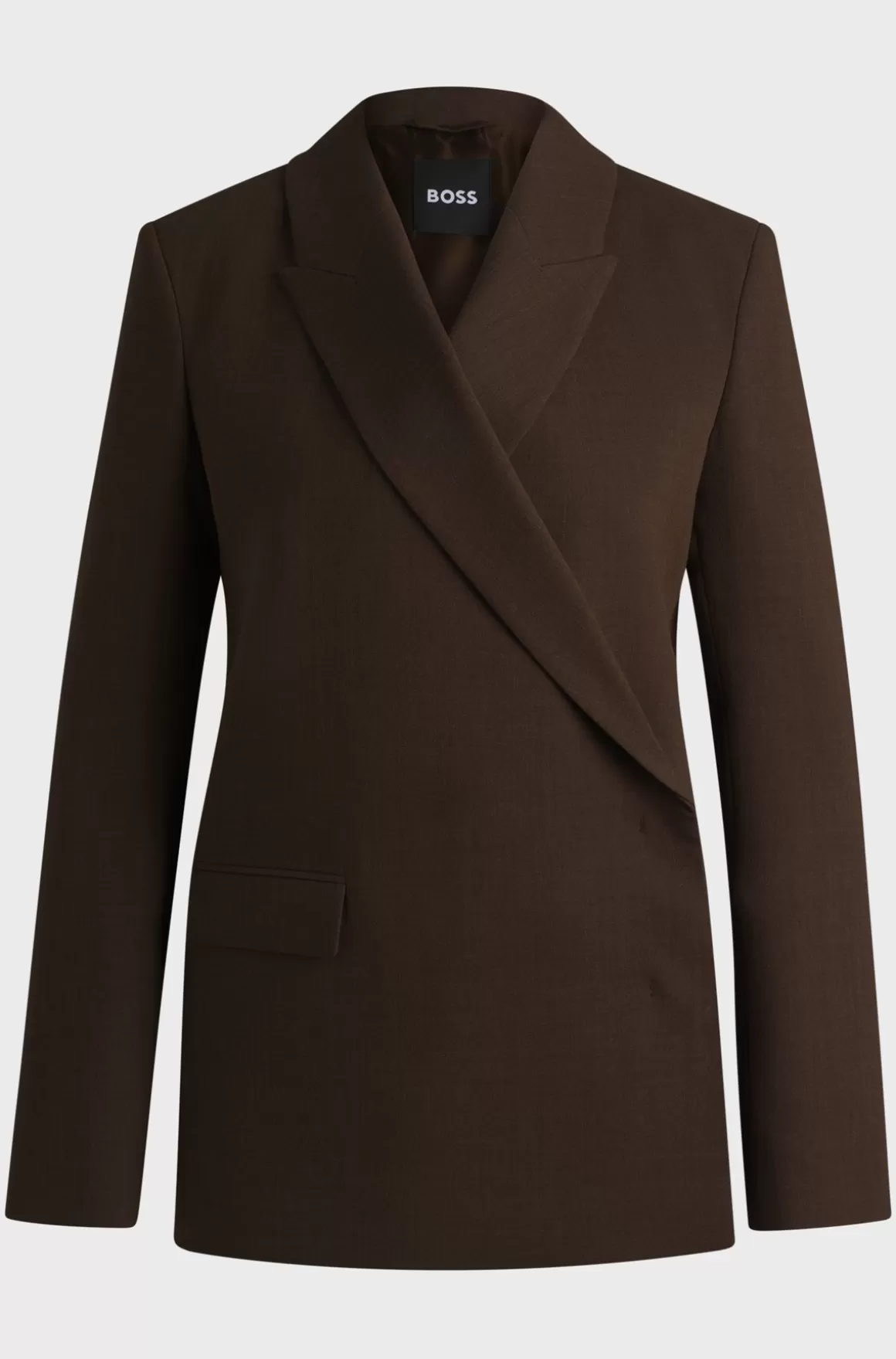 HUGO BOSS Blazer Med Slå Om-design Foran I Meleret Crepe Af Ny Uld