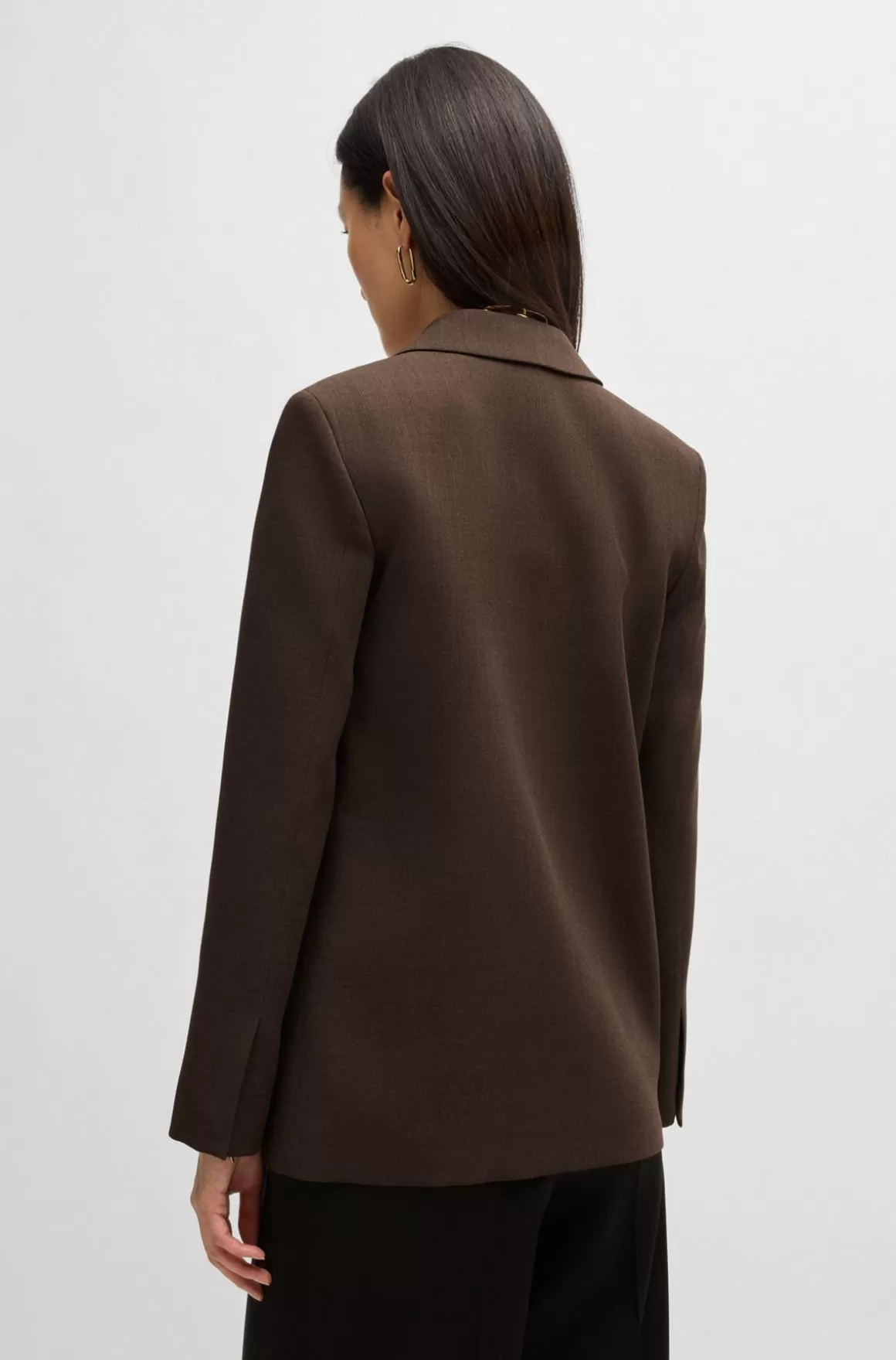 HUGO BOSS Blazer Med Slå Om-design Foran I Meleret Crepe Af Ny Uld