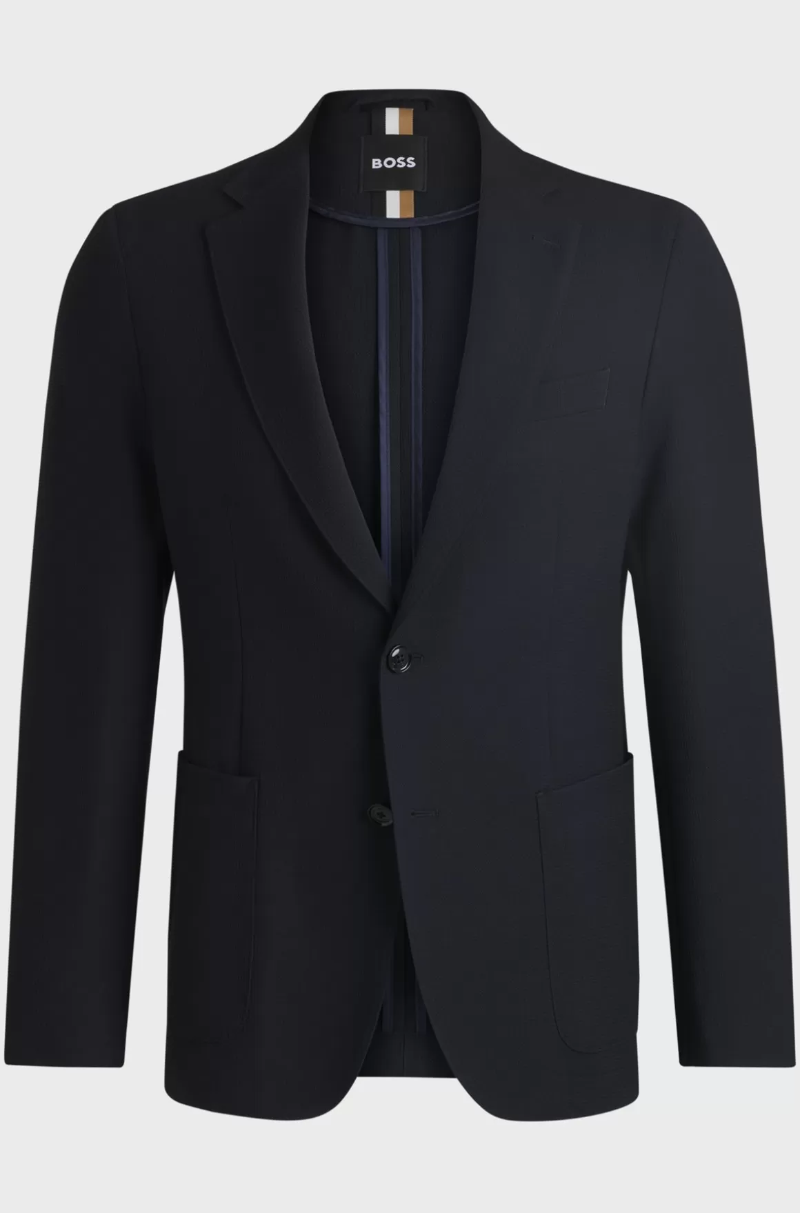 HUGO BOSS Blazer Med Slim Fit I Piqué Med Stræk Og Hakrevers