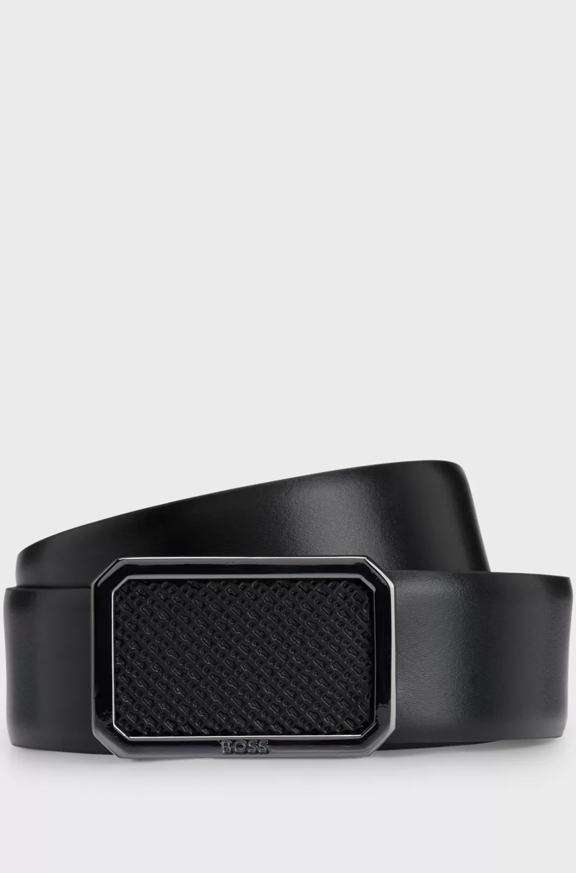 HUGO BOSS Bælte I Italiensk Læder Med Pladespænde Med Monogram