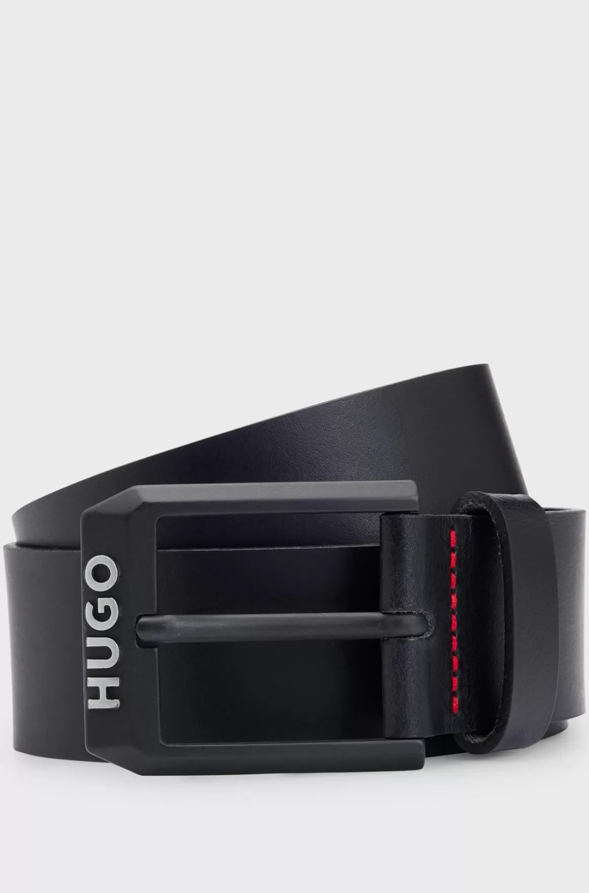 HUGO BOSS Bælte I Læder Med Mat, Logokantet Spænde