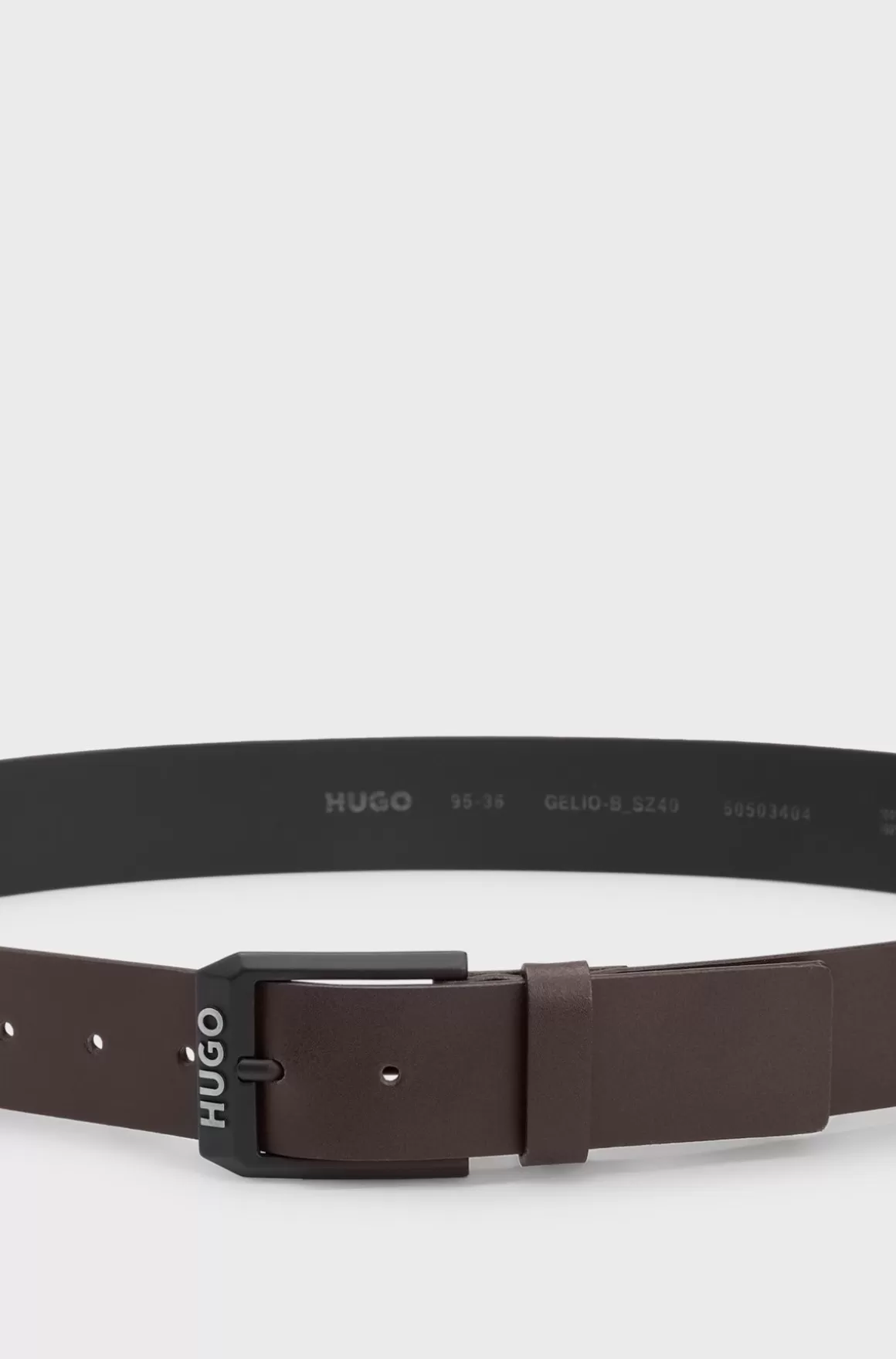 HUGO BOSS Bælte I Læder Med Mat, Sort Logokantet Spænde