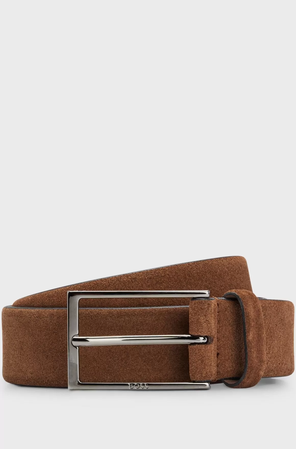 HUGO BOSS Bælte I Ruskind Med Logo Og Spænde I Krom