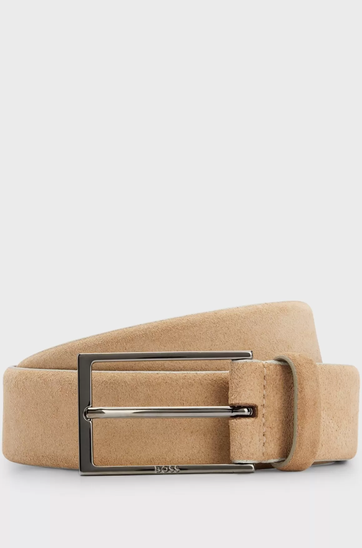 HUGO BOSS Bælte I Ruskind Med Logo Og Spænde I Krom