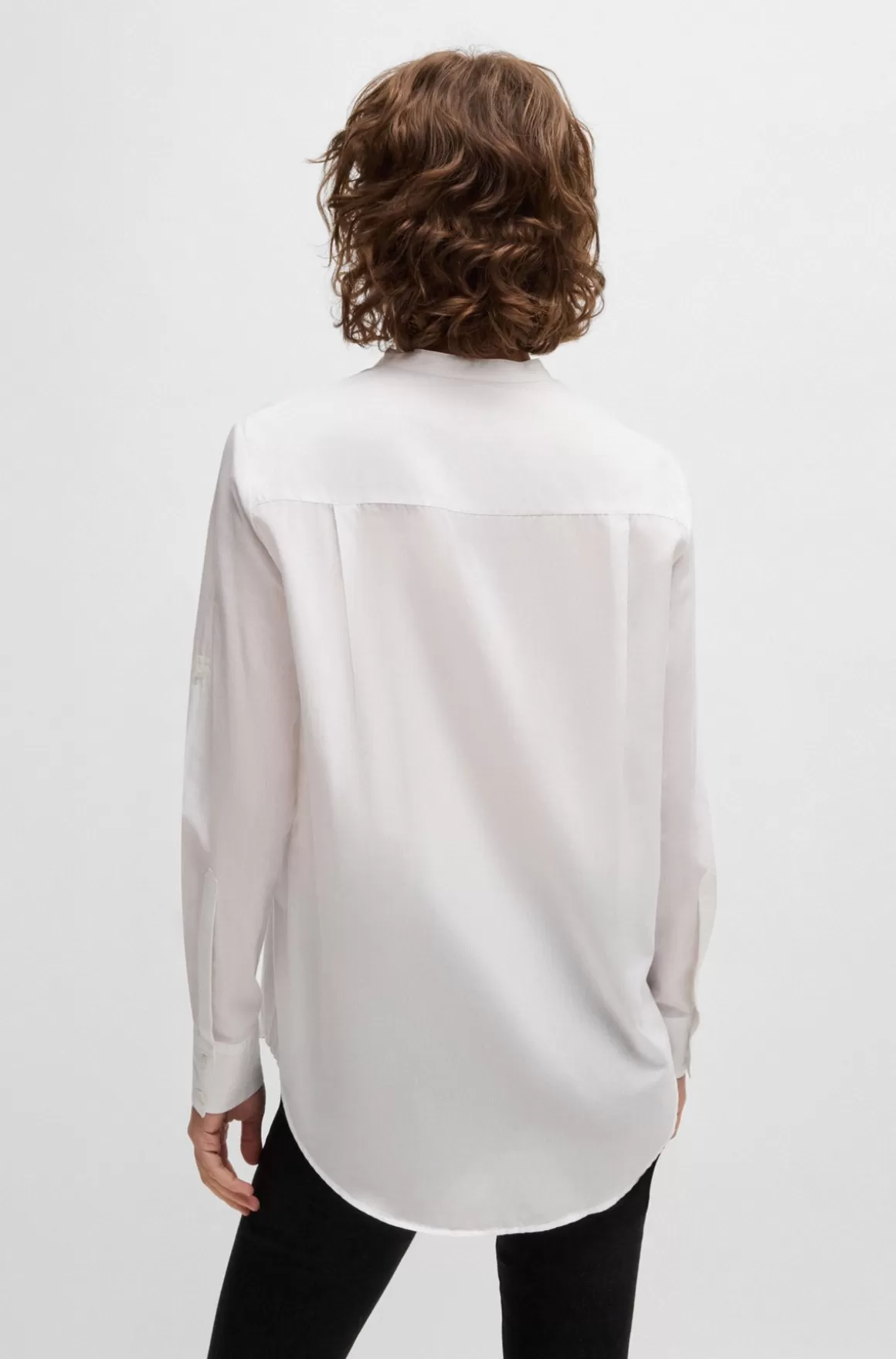 Dame HUGO BOSS Bluse Med Regular Fit Bluse I Chambray Af En Bomuldsblanding