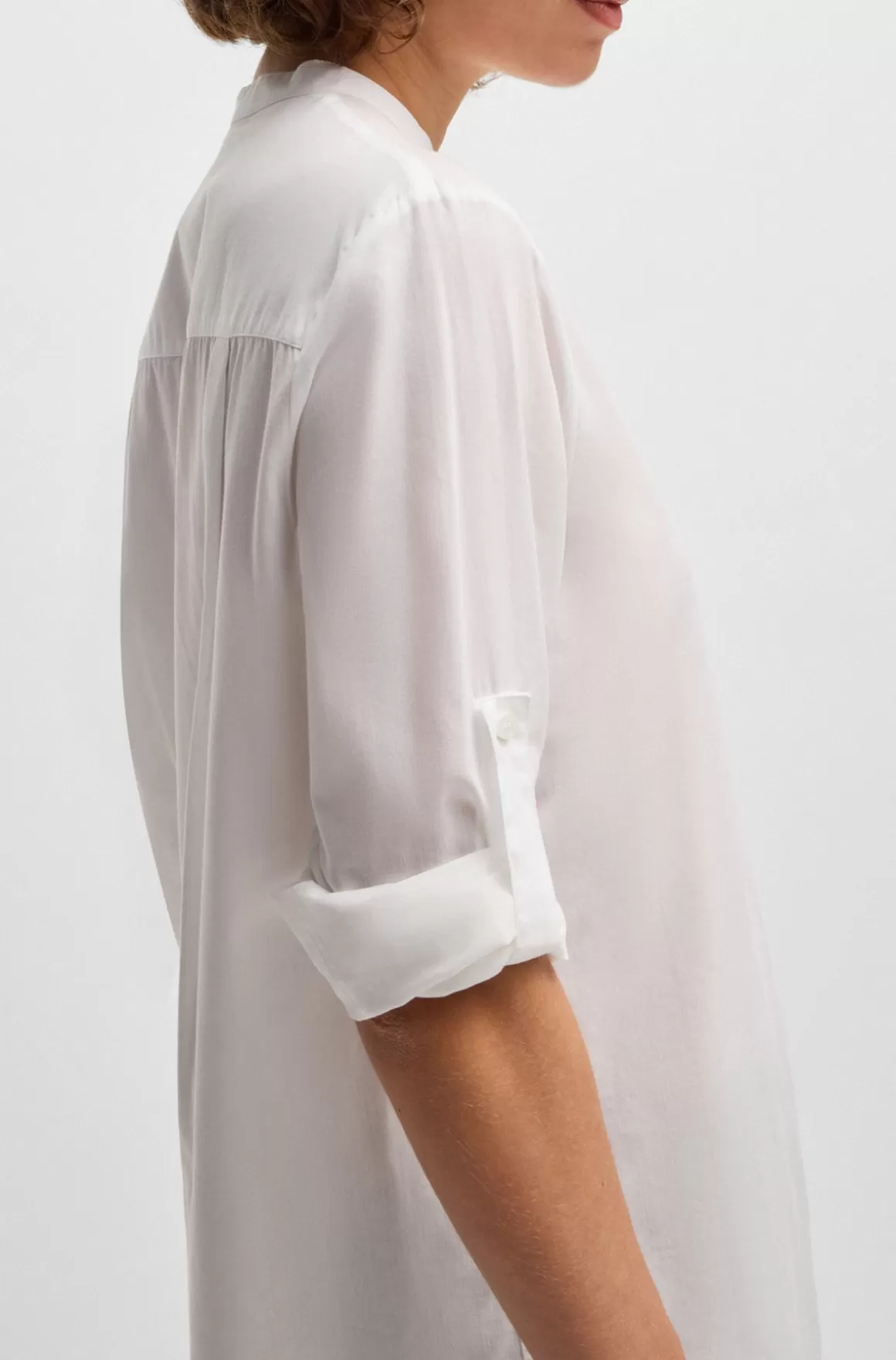 Dame HUGO BOSS Bluse Med Regular Fit Bluse I Chambray Af En Bomuldsblanding