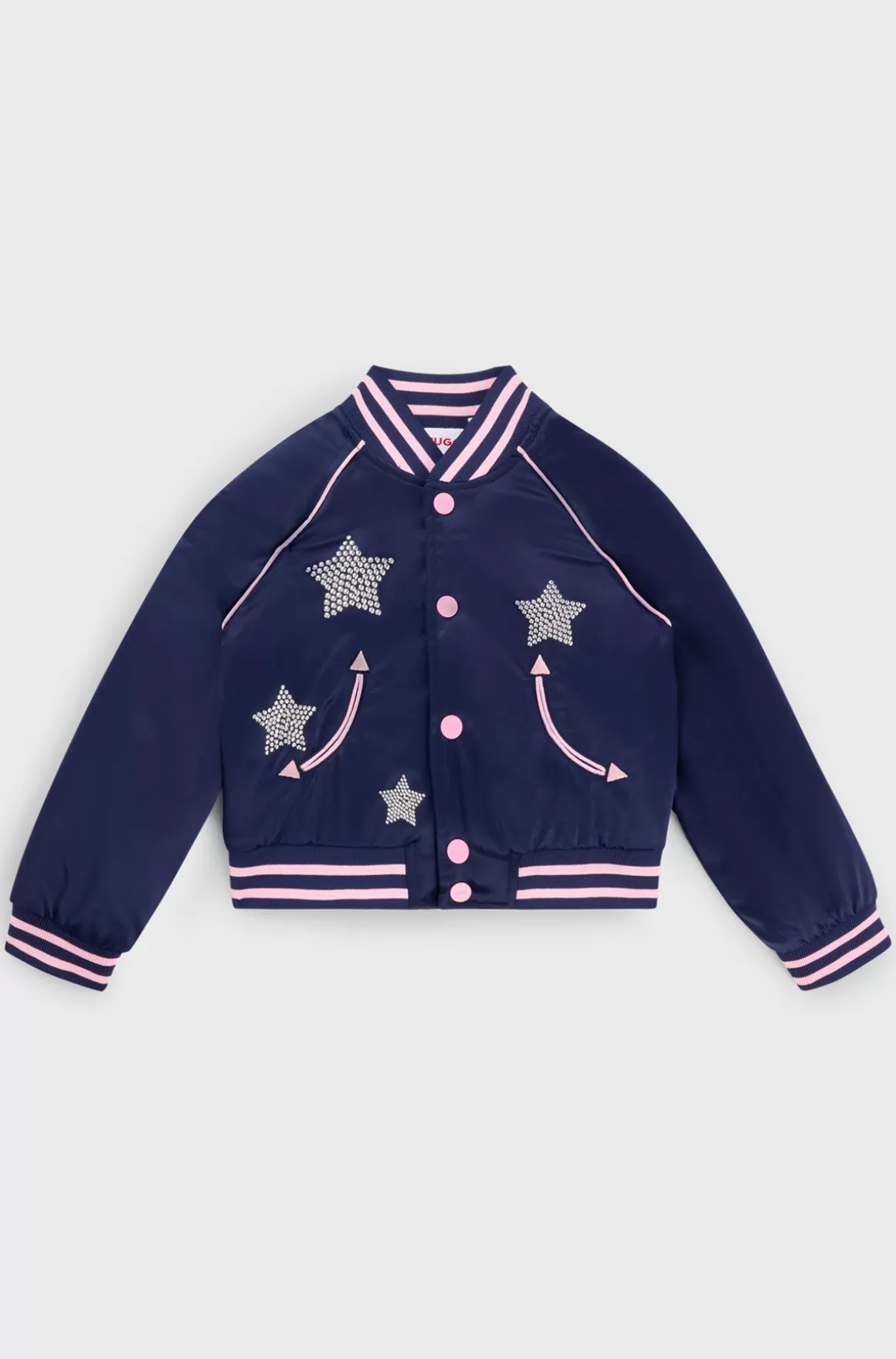 Børn HUGO BOSS Bomberjakke I Satin Til Børn Med Stjerner Og Branding