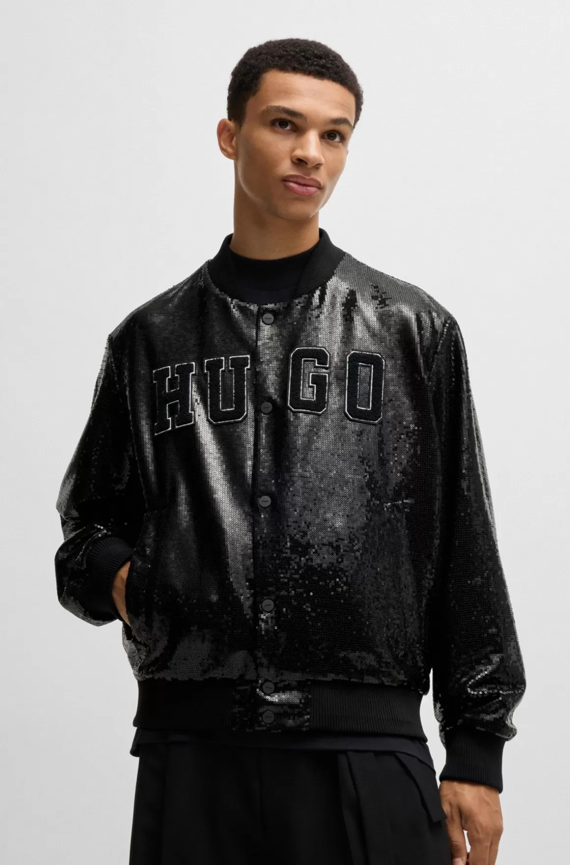 HUGO BOSS Bomberjakke Med Logo Og Pailletdetaljer