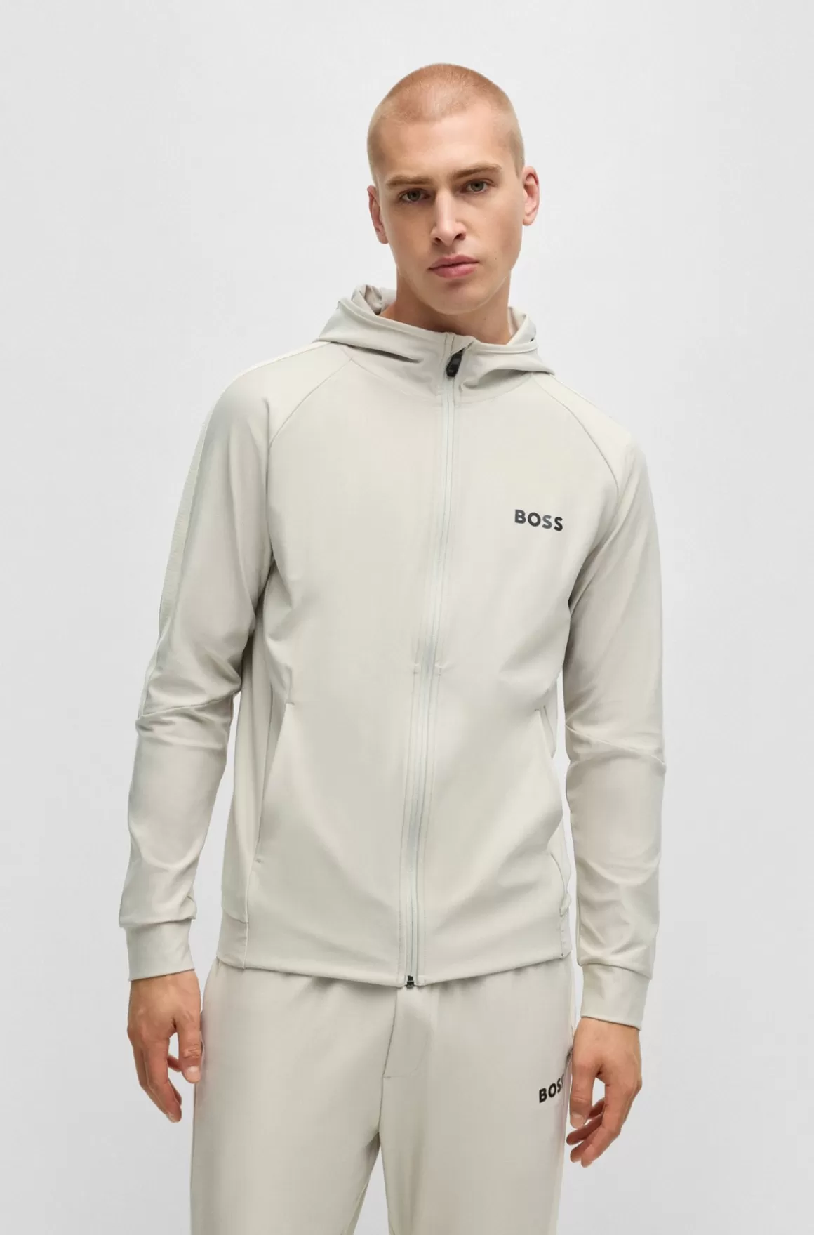 HUGO BOSS BOSS X MATTEO BERRETTINI Lynlåstrøje Med Regular Fit Og Signaturstribet Grafik
