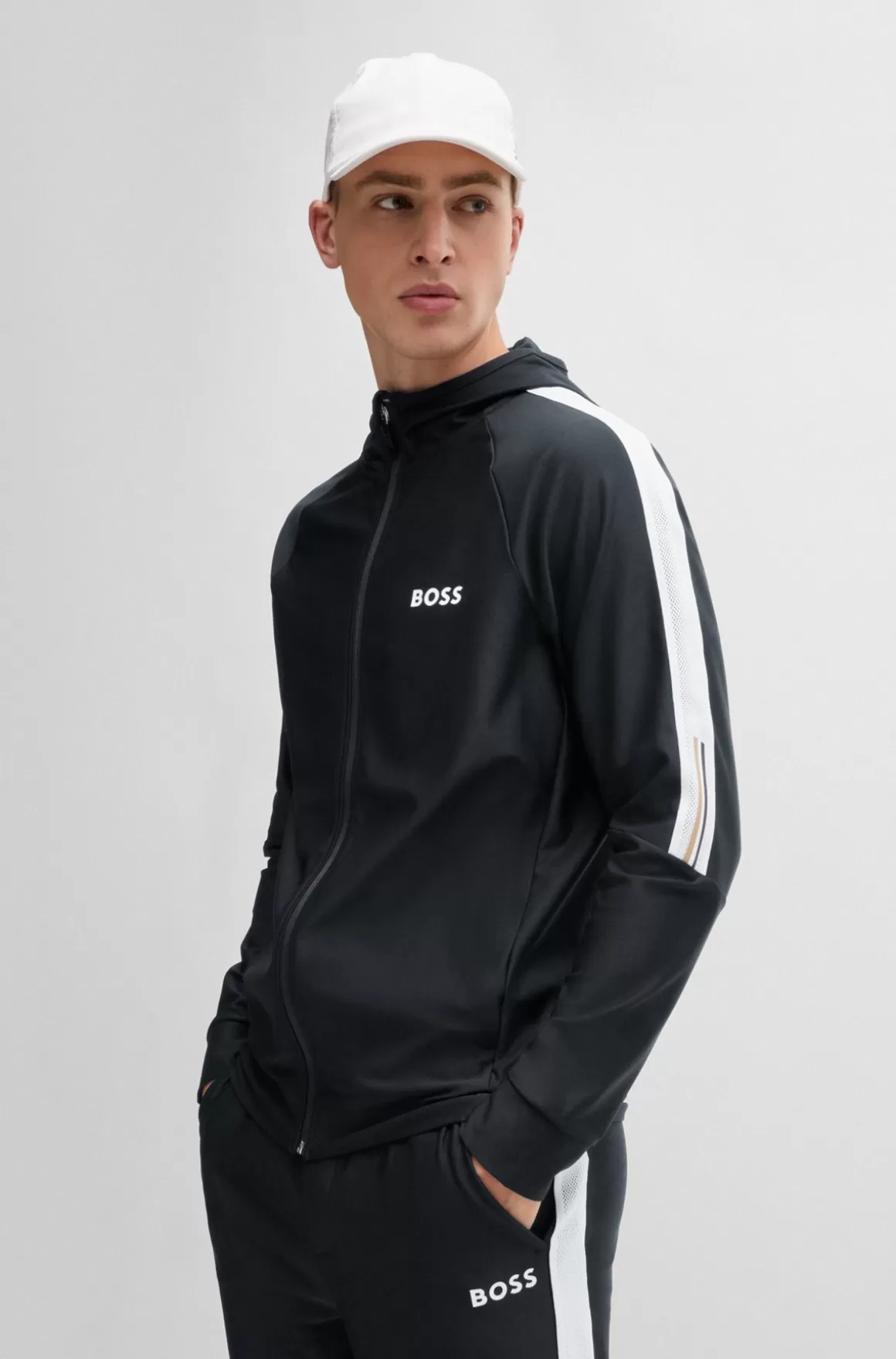 HUGO BOSS BOSS X MATTEO BERRETTINI Lynlåstrøje Med Regular Fit Og Signaturstribet Grafik