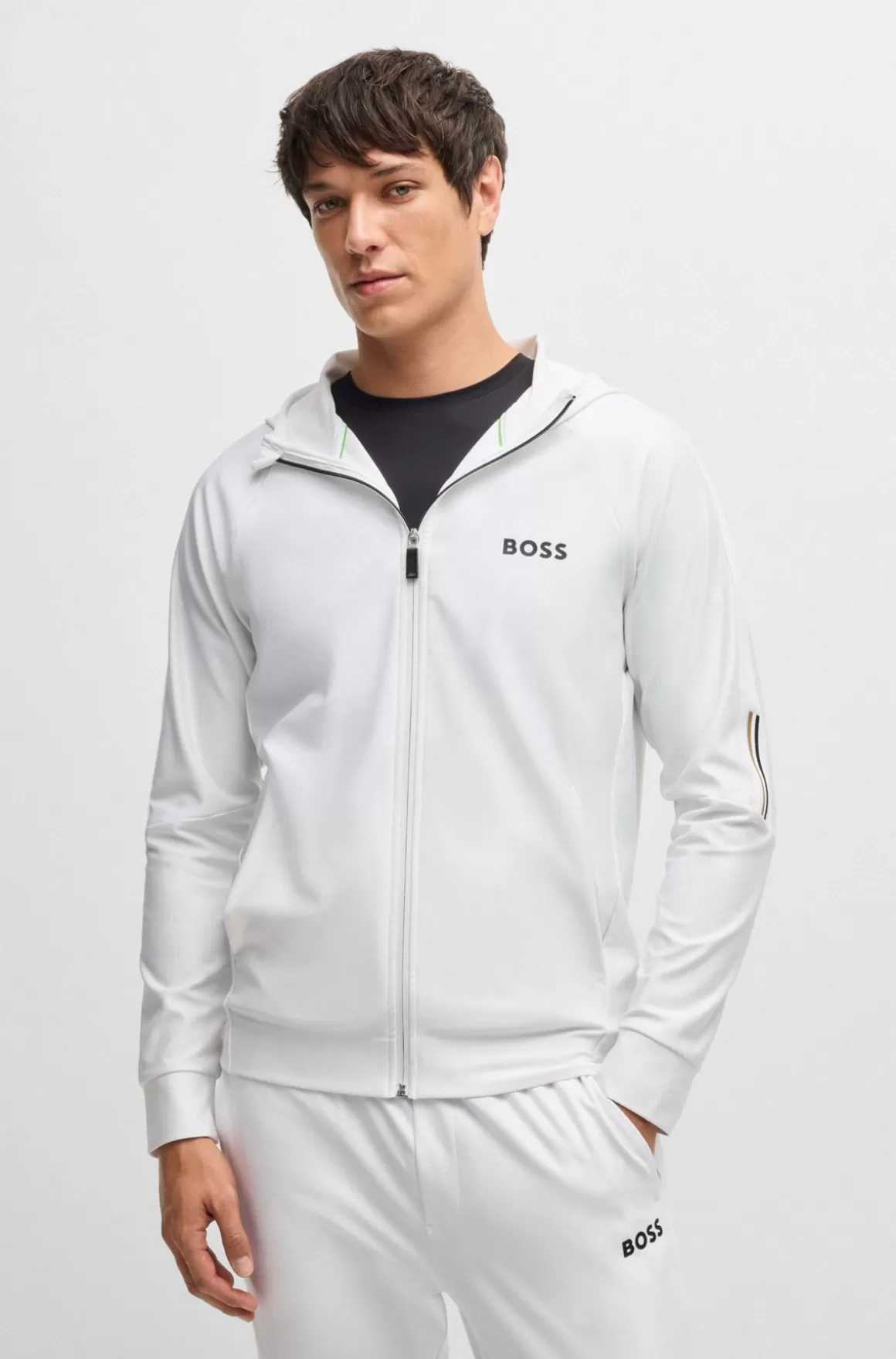 HUGO BOSS BOSS X MATTEO BERRETTINI Lynlåstrøje Med Regular Fit Og Signaturstribet Grafik