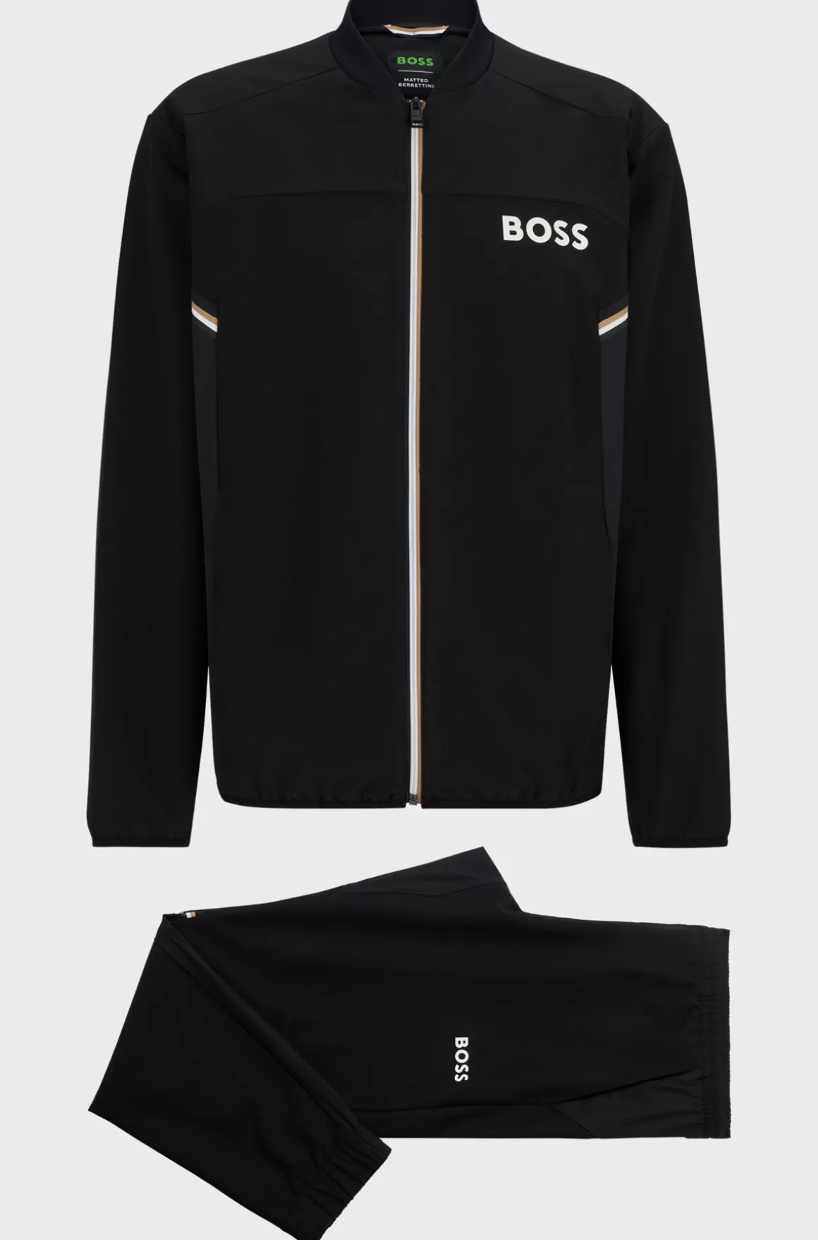 HUGO BOSS BOSS X Matteo Berrettini-tracksuit I Poplin Med Stræk Samt Signaturdetaljer