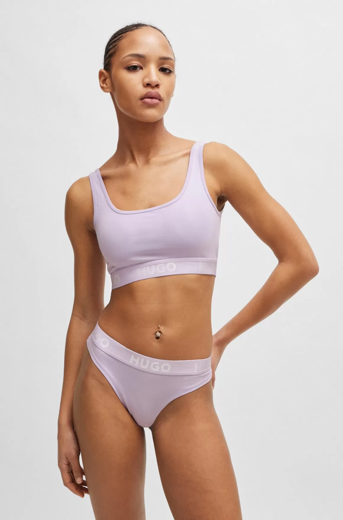 HUGO BOSS Bralette I Bomuld Med Stræk Og Kontrastfarvet Logobånd