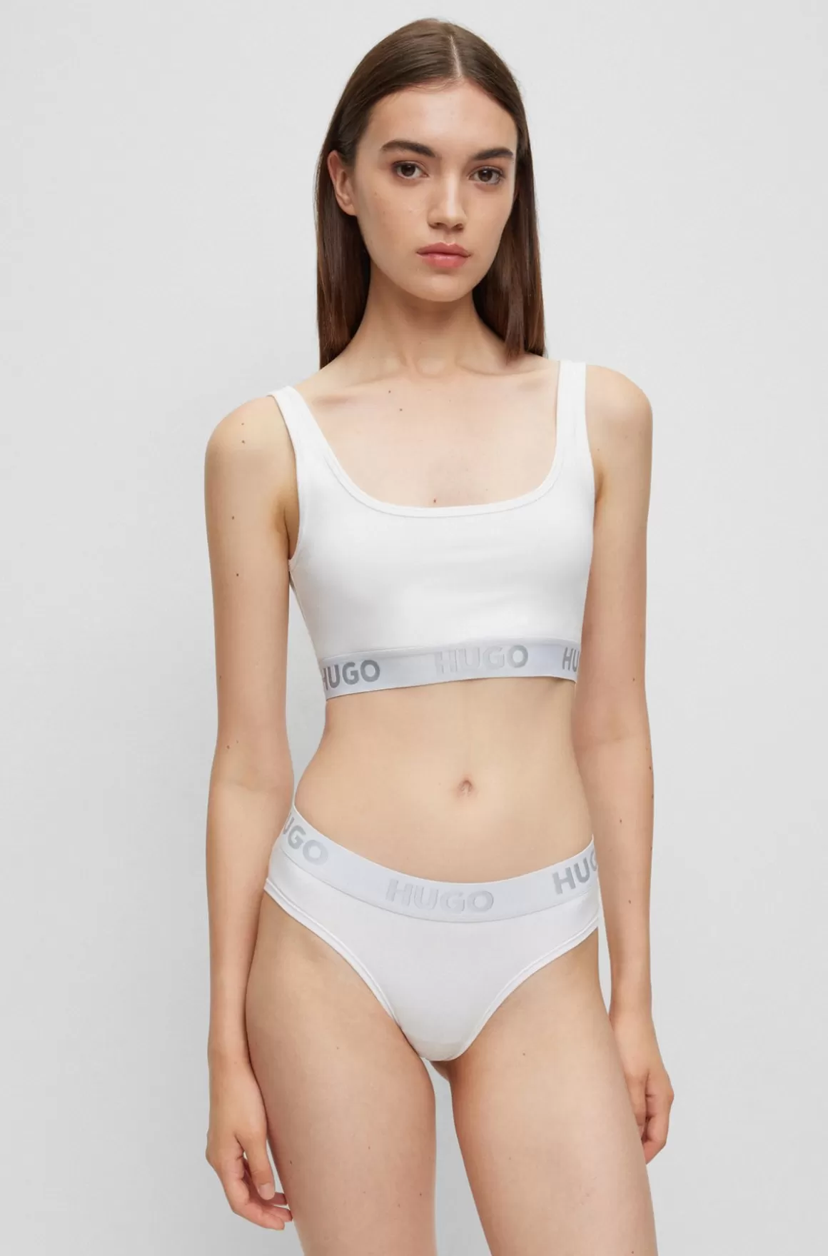 HUGO BOSS Bralette I Strækbomuld Med Logobånd