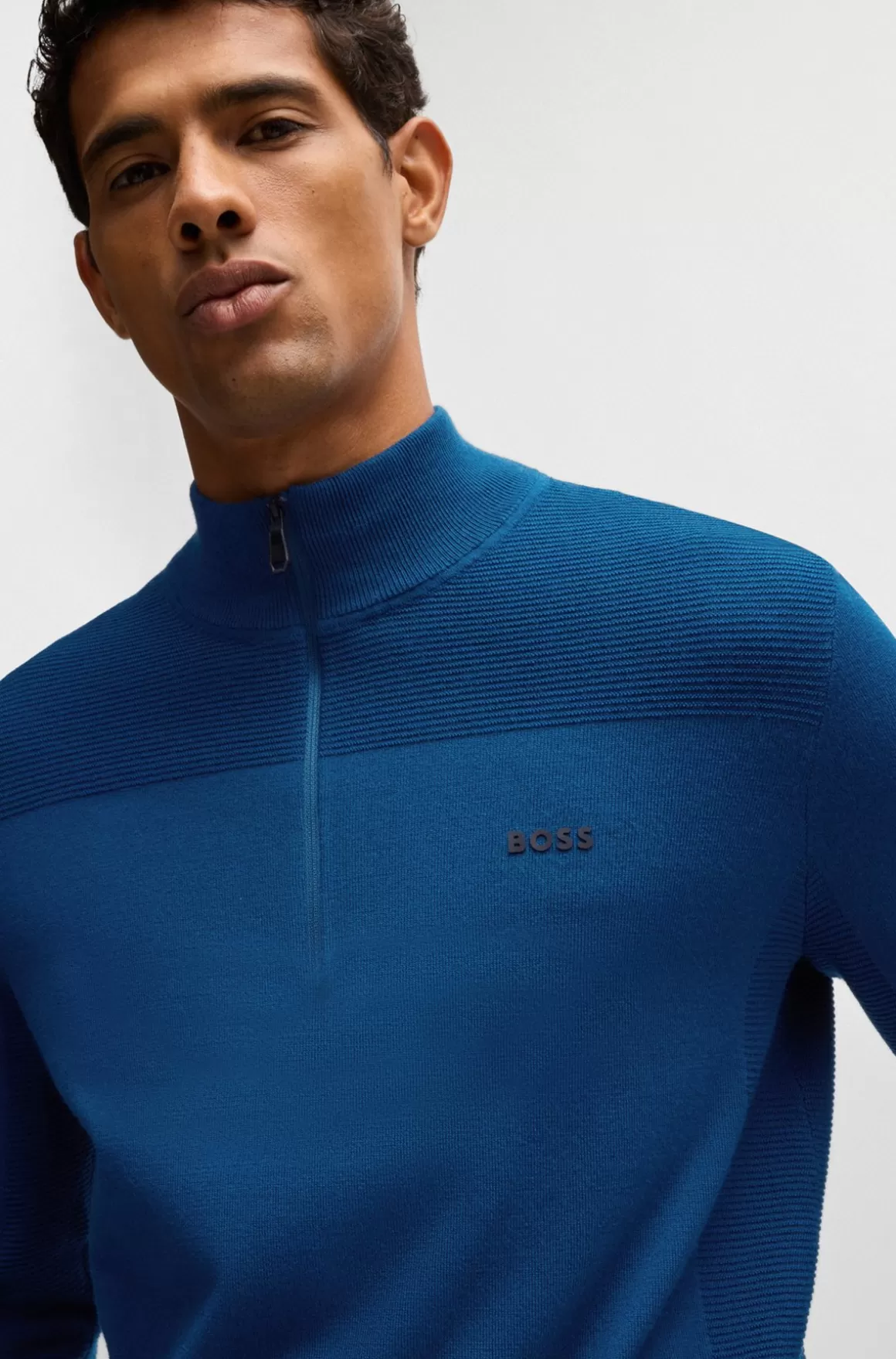 HUGO BOSS Brandet Sweater Med Lynlås I Halsen I Dry-flexstof