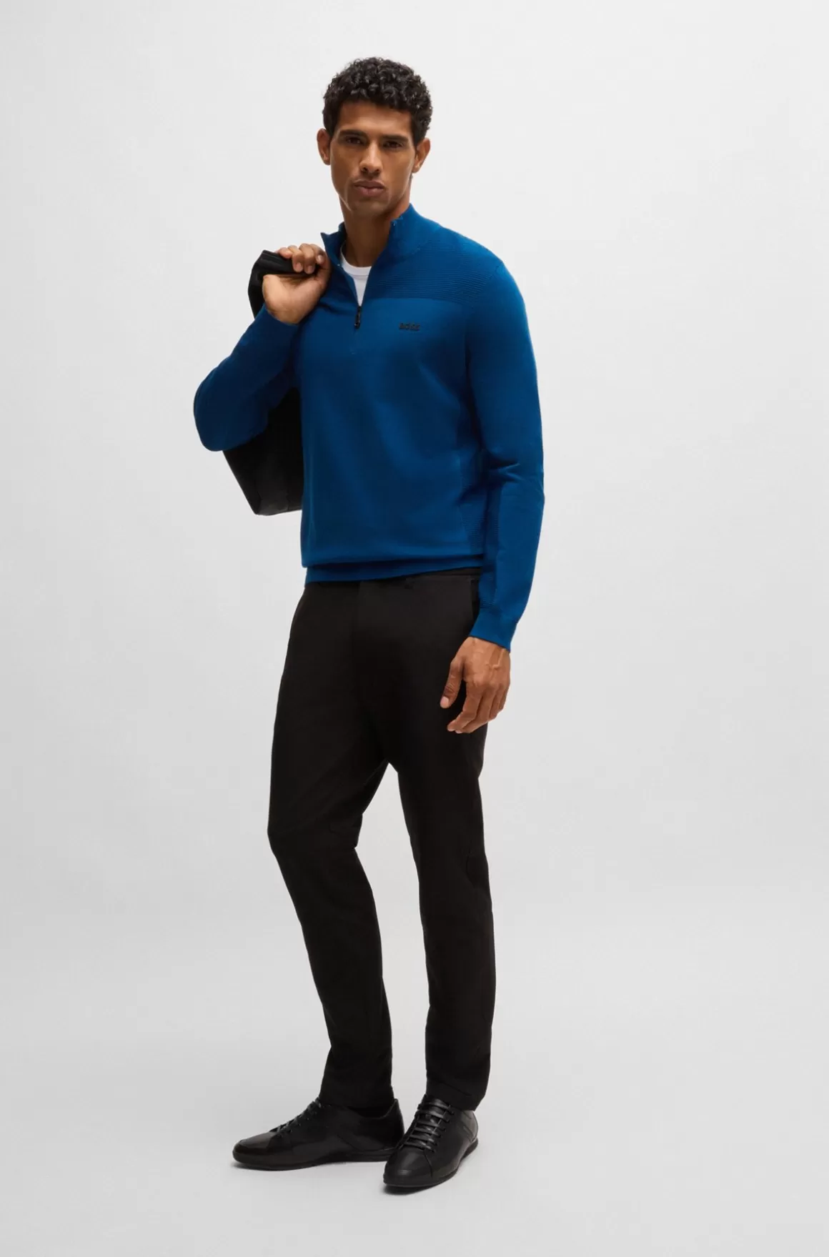 HUGO BOSS Brandet Sweater Med Lynlås I Halsen I Dry-flexstof