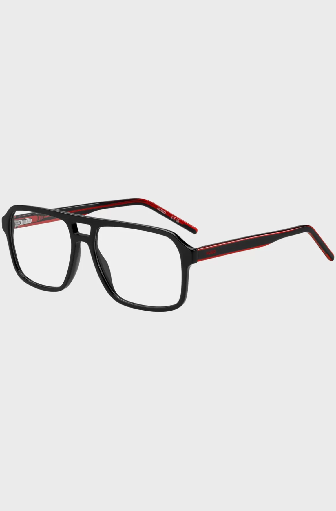 HUGO BOSS Briller Med Styrke I Acetat Med Dobbelt Bro Og Røde Detaljer