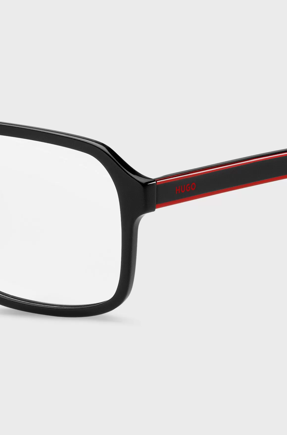 HUGO BOSS Briller Med Styrke I Acetat Med Dobbelt Bro Og Røde Detaljer
