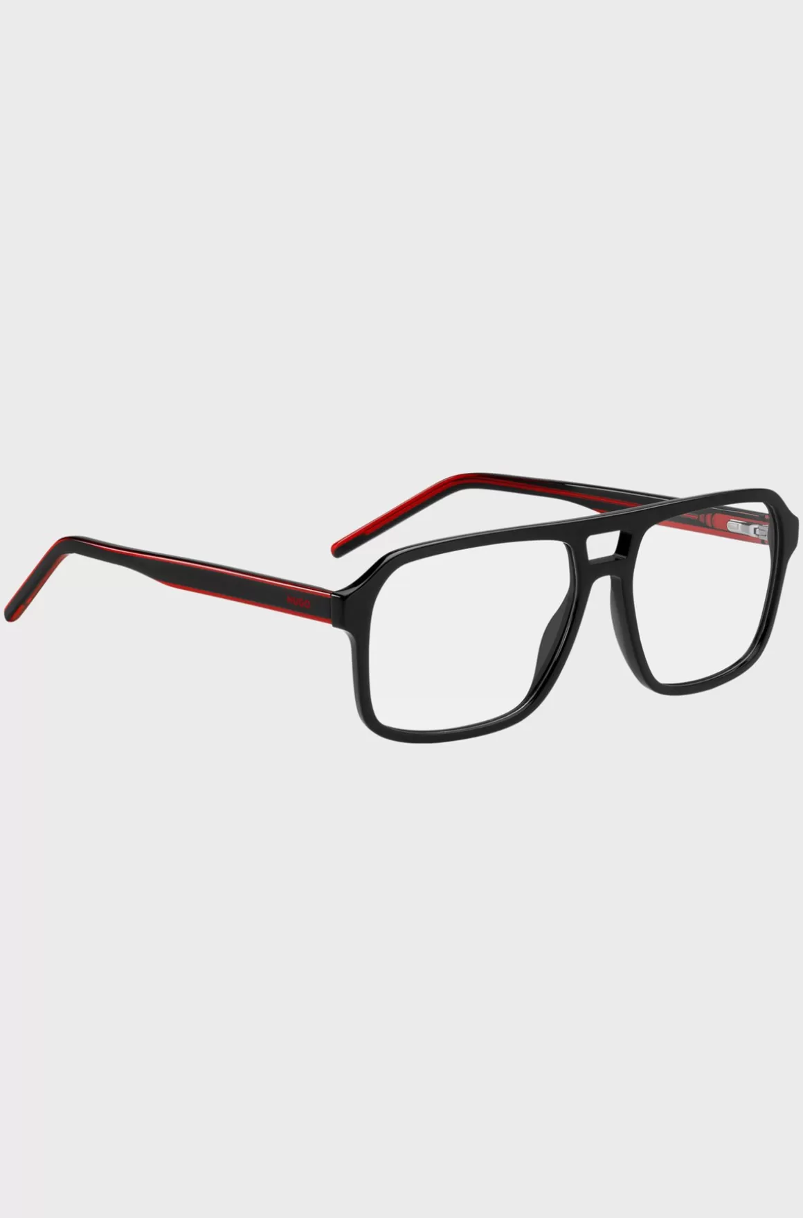 HUGO BOSS Briller Med Styrke I Acetat Med Dobbelt Bro Og Røde Detaljer
