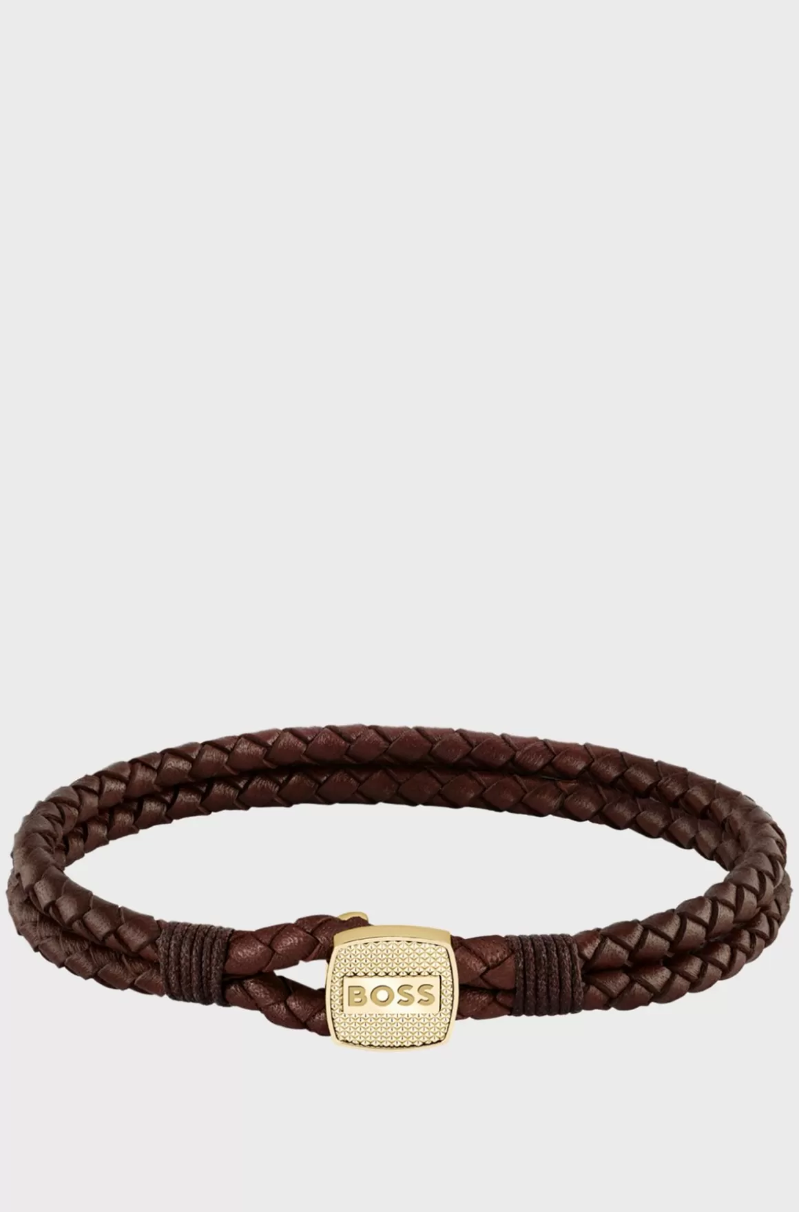HUGO BOSS t Armbånd Af Flettet Læder Med Guldfarvet Lås