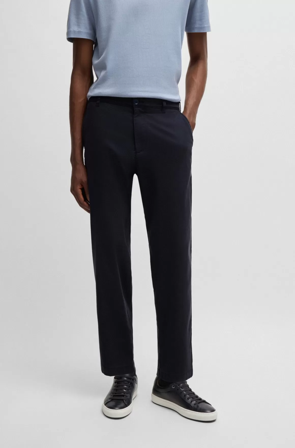 HUGO BOSS Bukser Med Almindelig Talje Og Tapered Fit I Twill Med Stræk