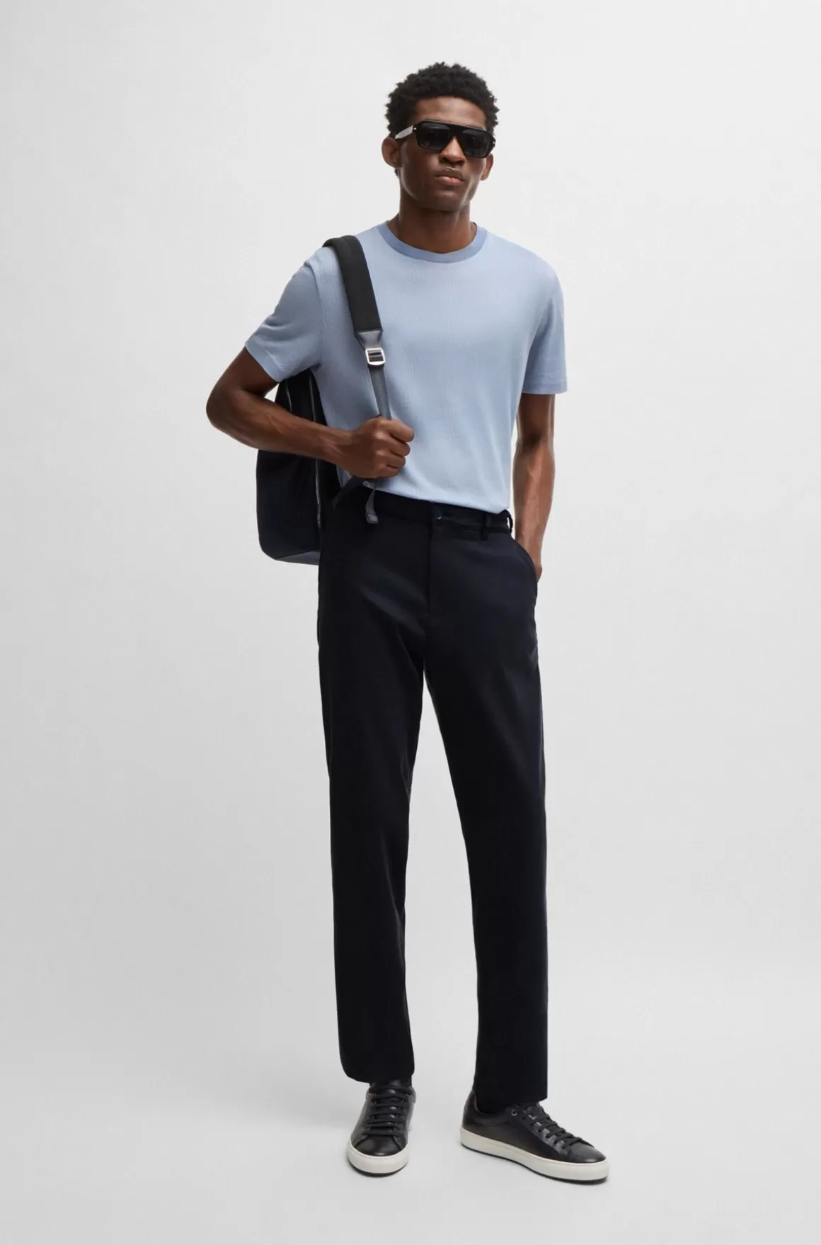 HUGO BOSS Bukser Med Almindelig Talje Og Tapered Fit I Twill Med Stræk