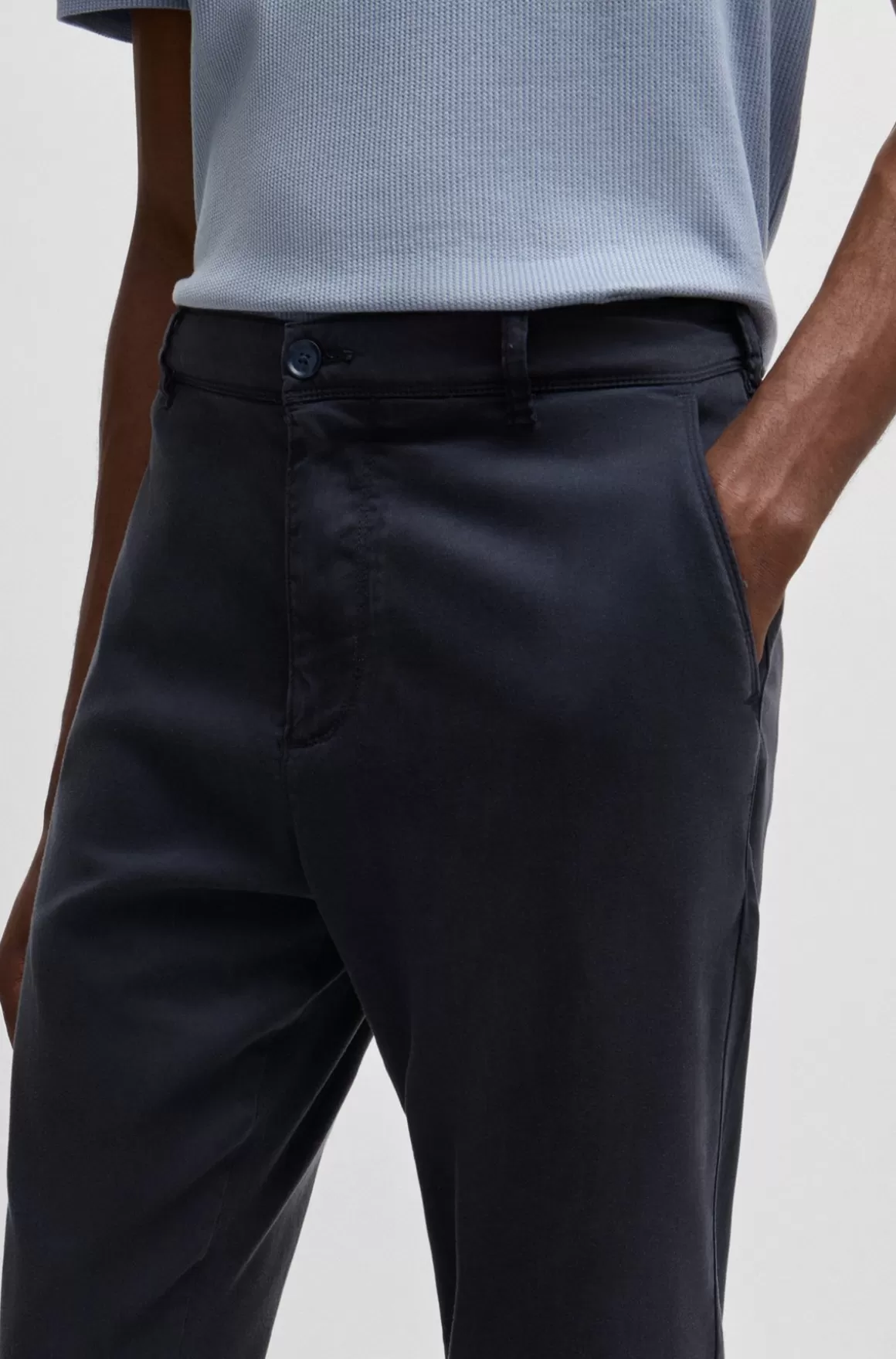 HUGO BOSS Bukser Med Almindelig Talje Og Tapered Fit I Twill Med Stræk