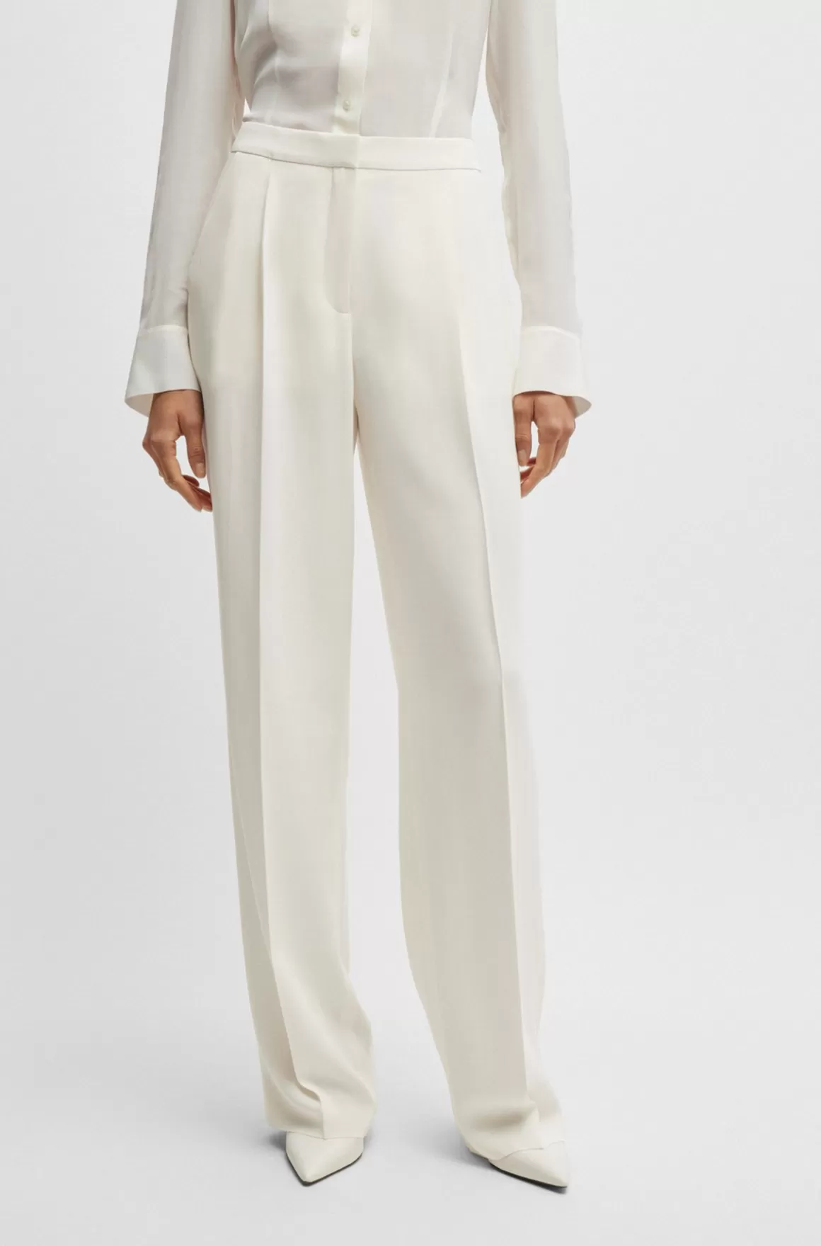 HUGO BOSS Bukser Med Regular Fit I Mat Stof