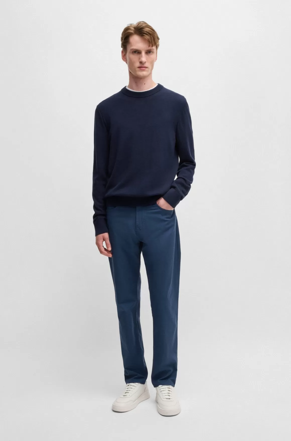 HUGO BOSS Bukser Med Regular Fit Og Almindelig Talje I Dobby Med Stræk