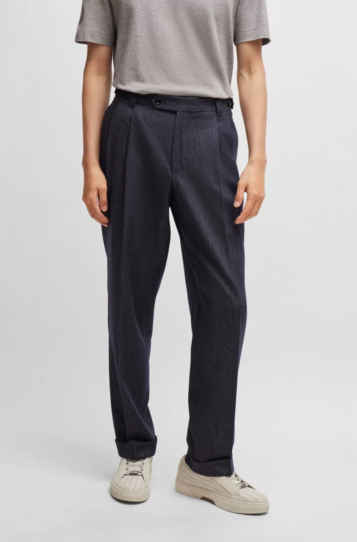 HUGO BOSS Bukser Med Relaxed Fit I Twillvævet Ny Uld Med Denimeffekt