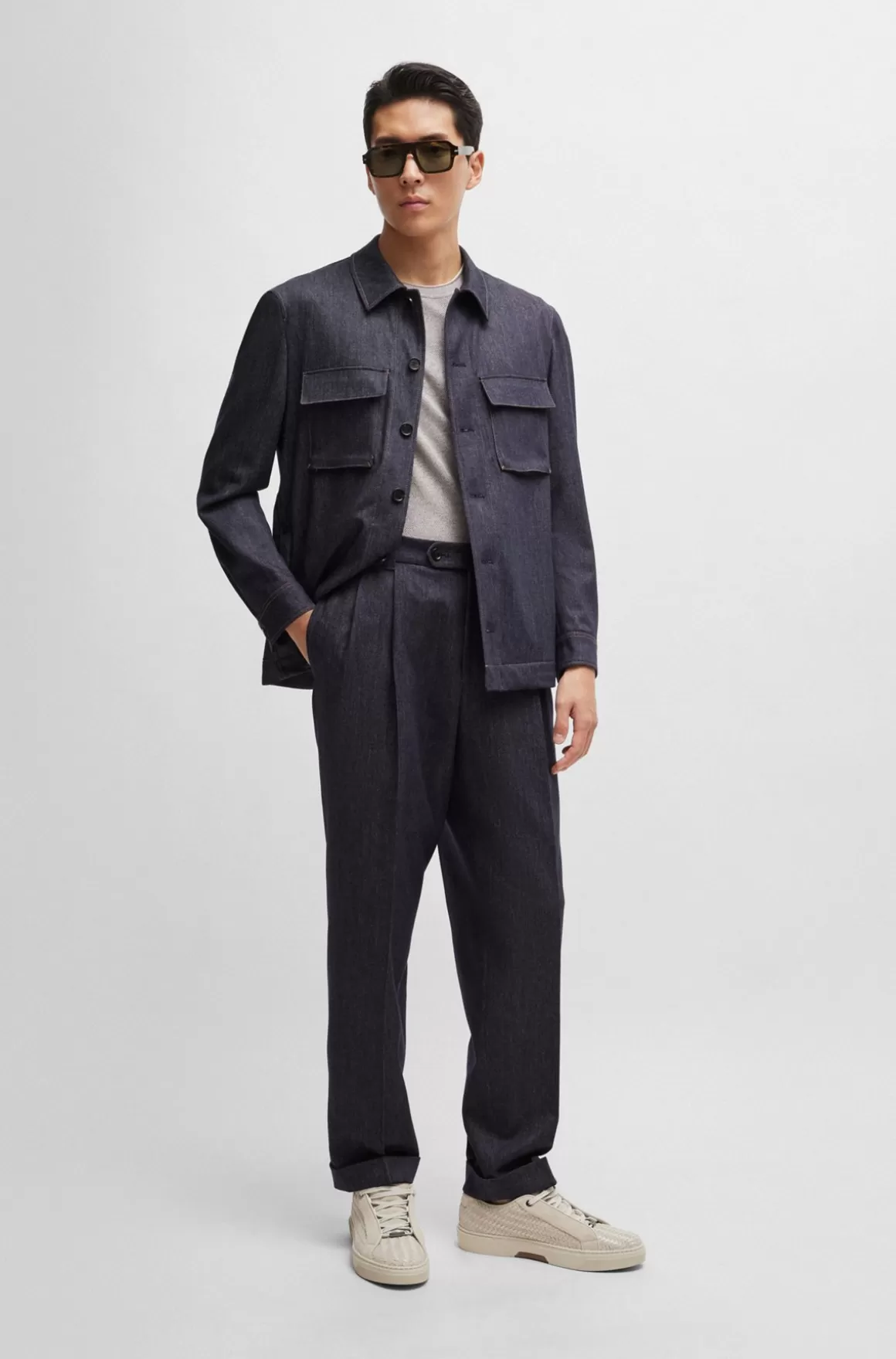 HUGO BOSS Bukser Med Relaxed Fit I Twillvævet Ny Uld Med Denimeffekt