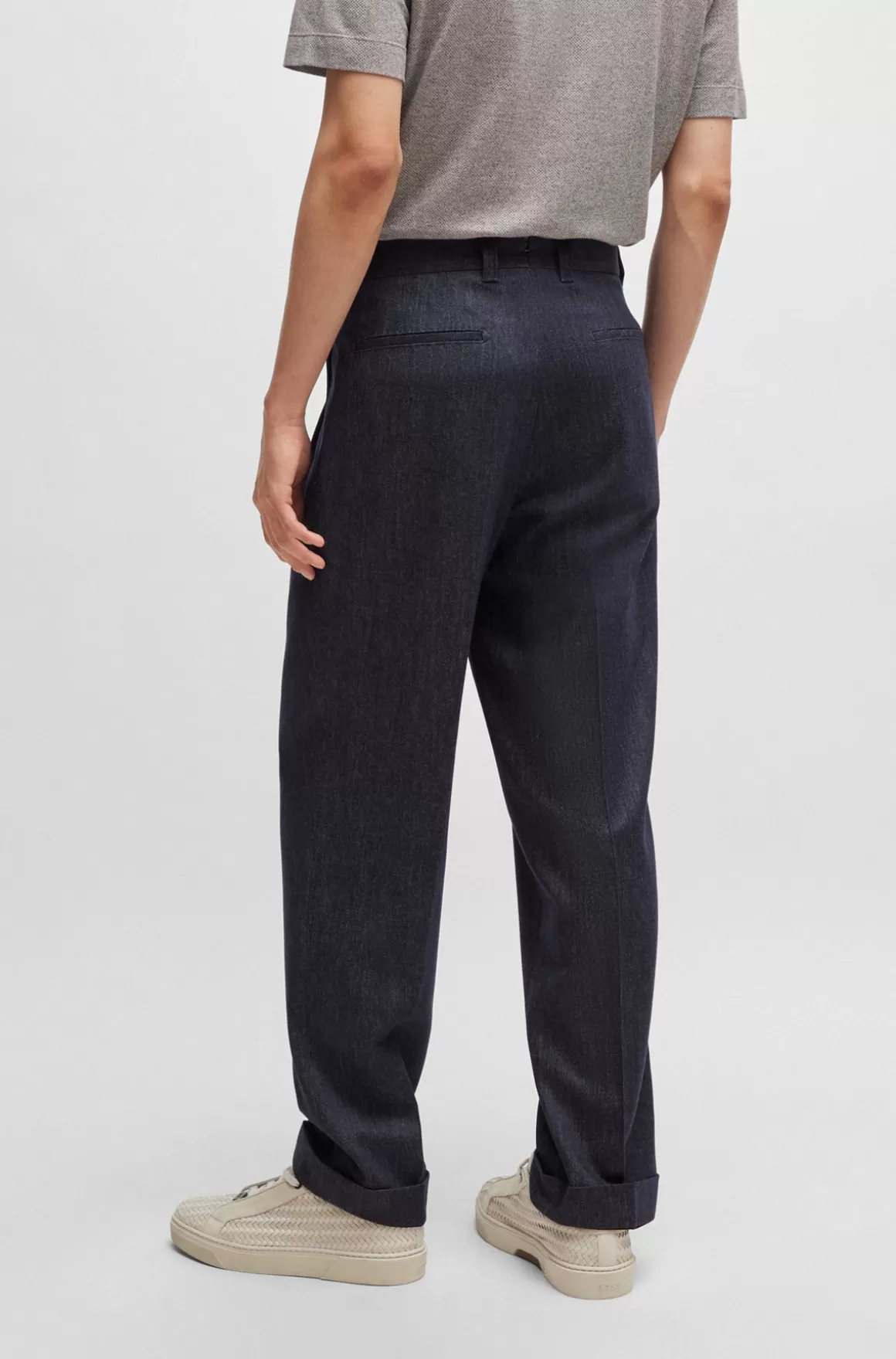 HUGO BOSS Bukser Med Relaxed Fit I Twillvævet Ny Uld Med Denimeffekt