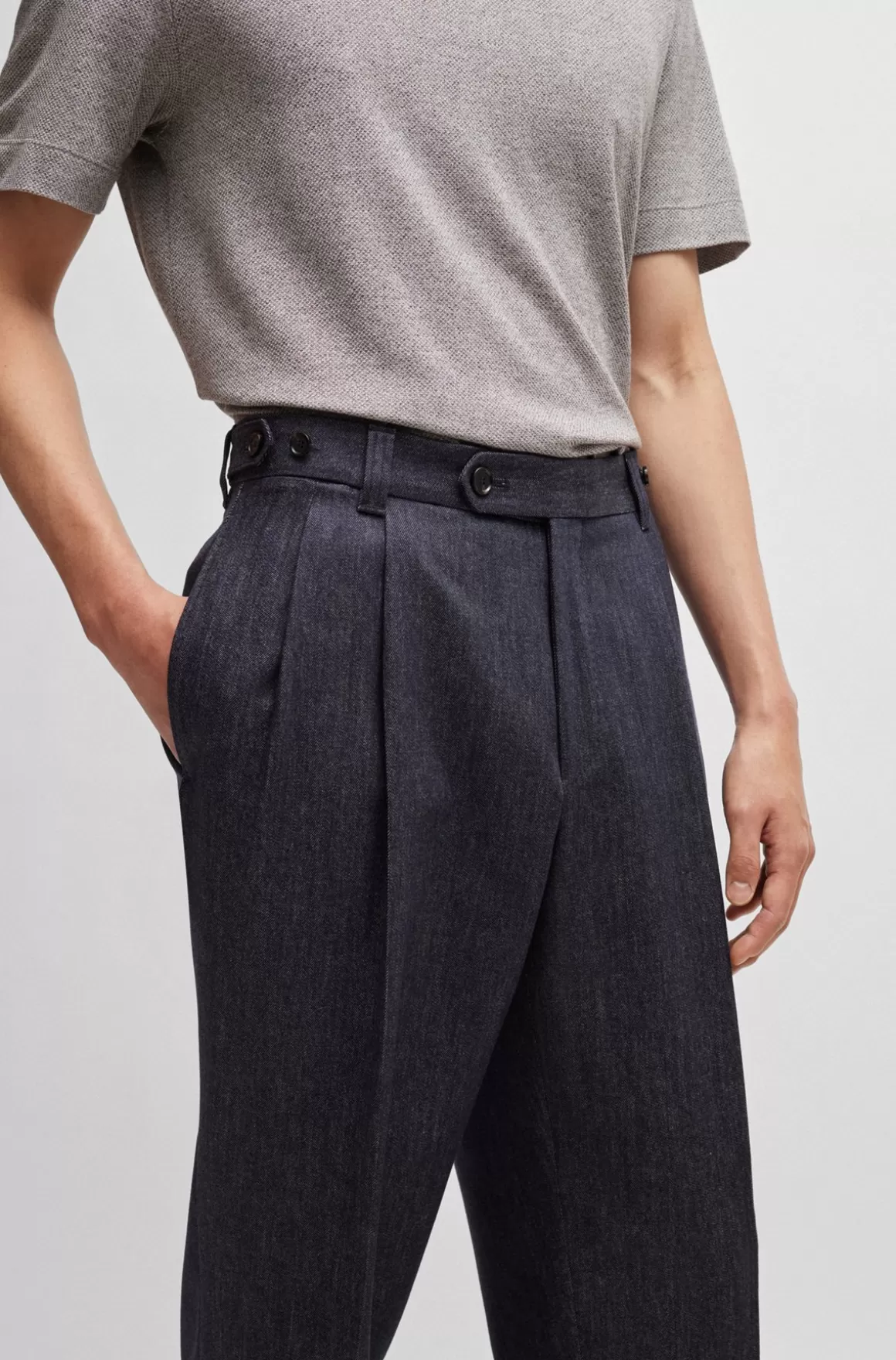 HUGO BOSS Bukser Med Relaxed Fit I Twillvævet Ny Uld Med Denimeffekt